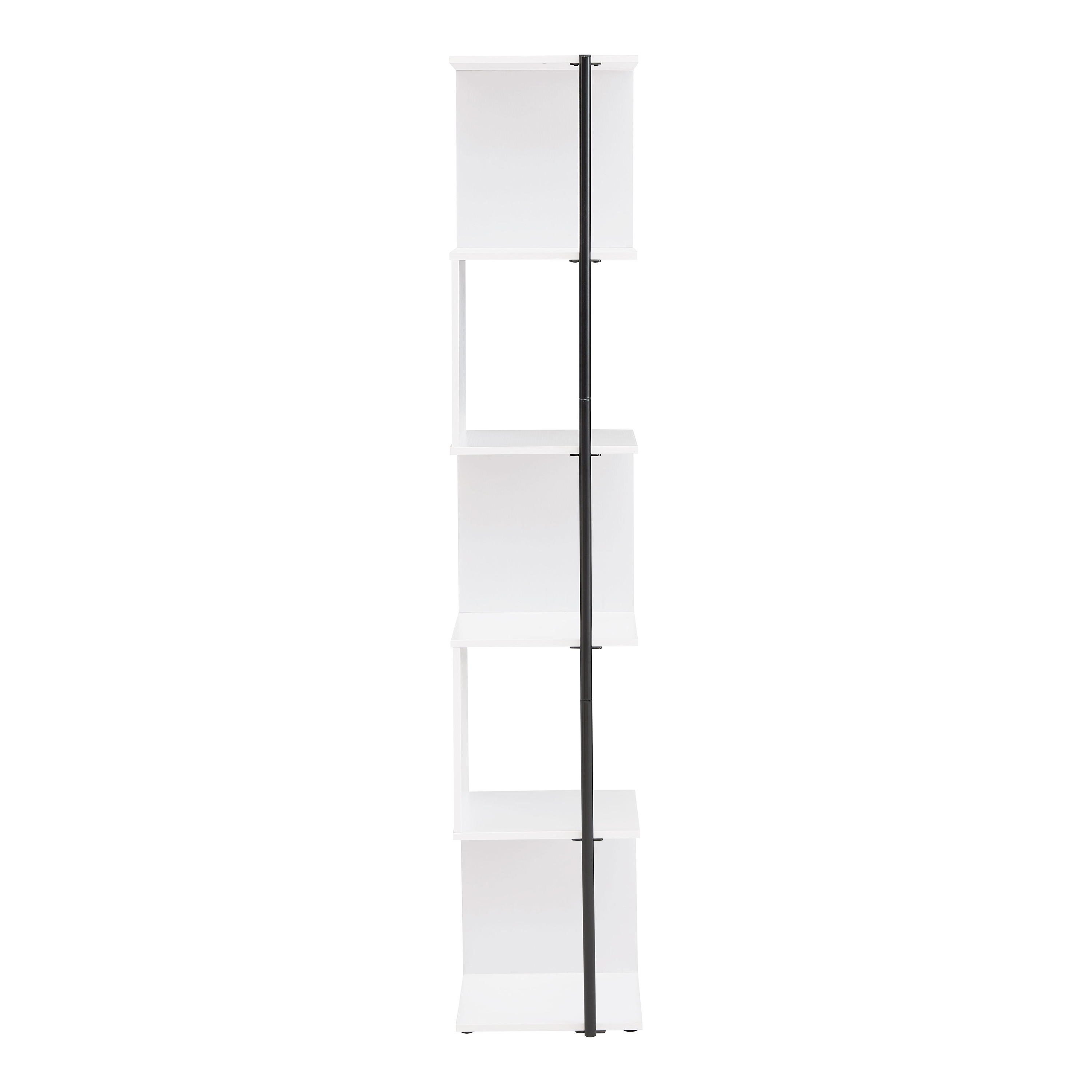 White Wood 5-Tier Corner Bookcase with Metal Support