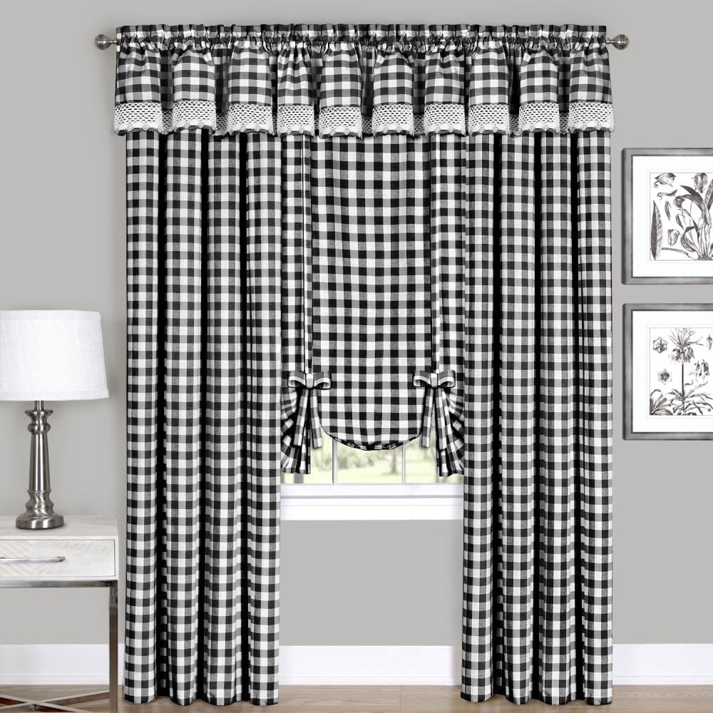 Black and White Cotton Polyester Buffalo Check Window Panel