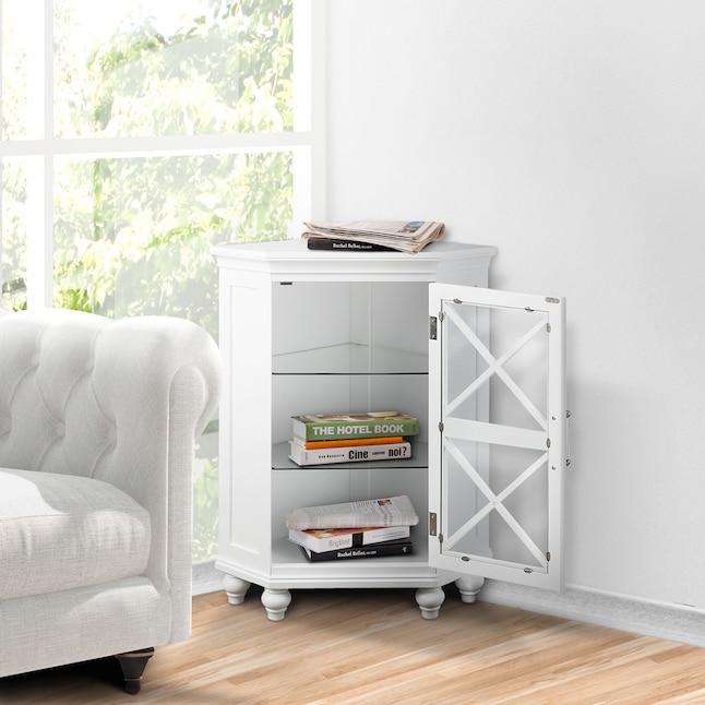 Elegant Home Fashions Blue Ridge 24.75-in W x 32-in H x 17.5-in D White Mdf Freestanding Corner Linen Cabinet Elegant Home Fashions Blue Ridge 24.75-in W x 32-in H x 17.5-in D White Mdf Freestanding Corner Linen Cabinet