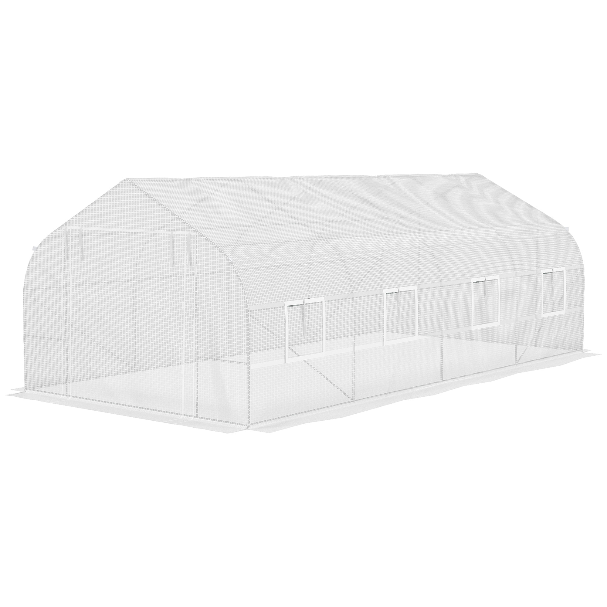 Outsunny  20ft x 10ft x 7ft Walk in Greenhouse  Tunnel Green House with Zippered Mesh Door and 6 Mesh Windows  Gardening Plant Hot House with Galvanized Steel Frame  White