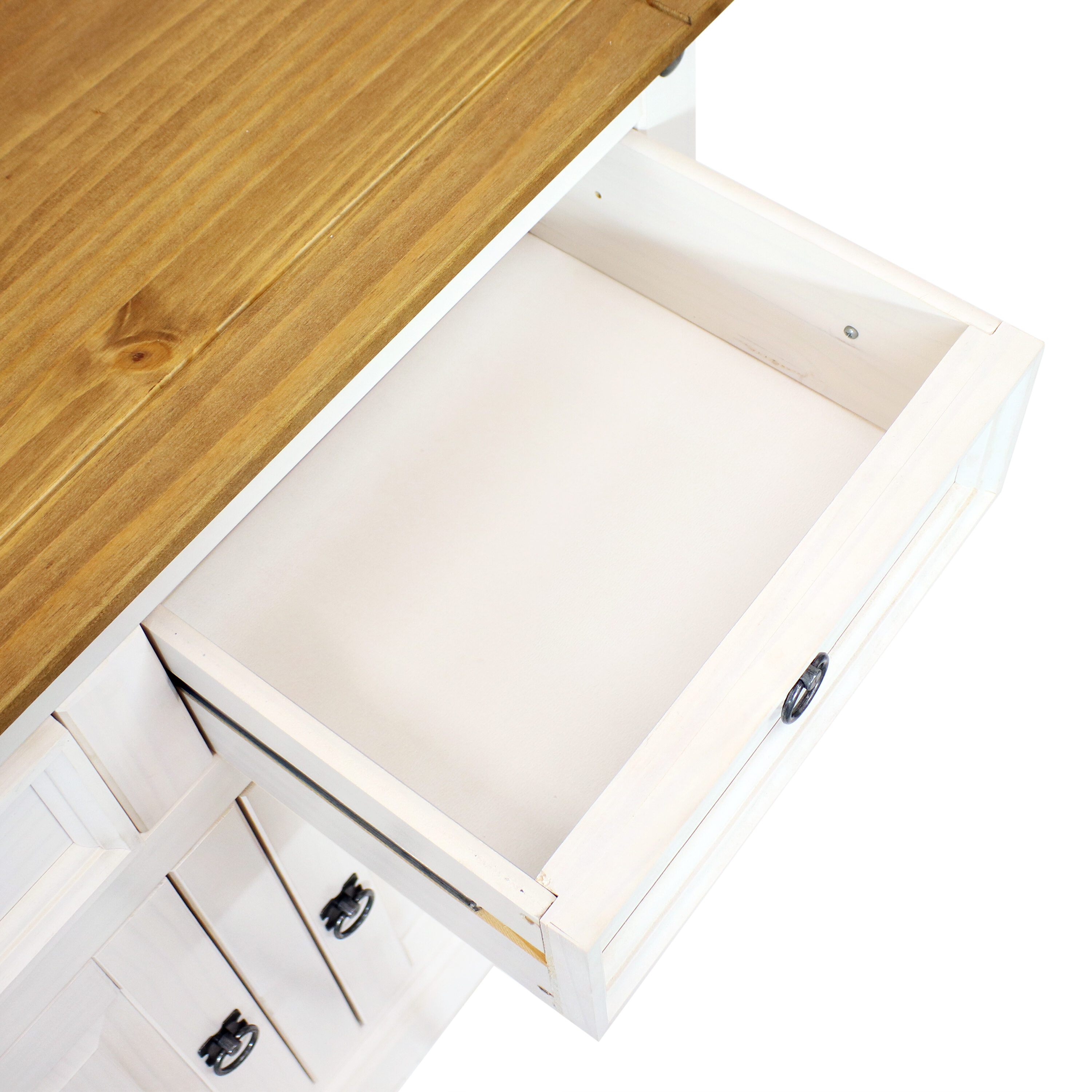 Sunnydaze White Pine Sideboard Cabinet with 2 Drawers and 2 Doors