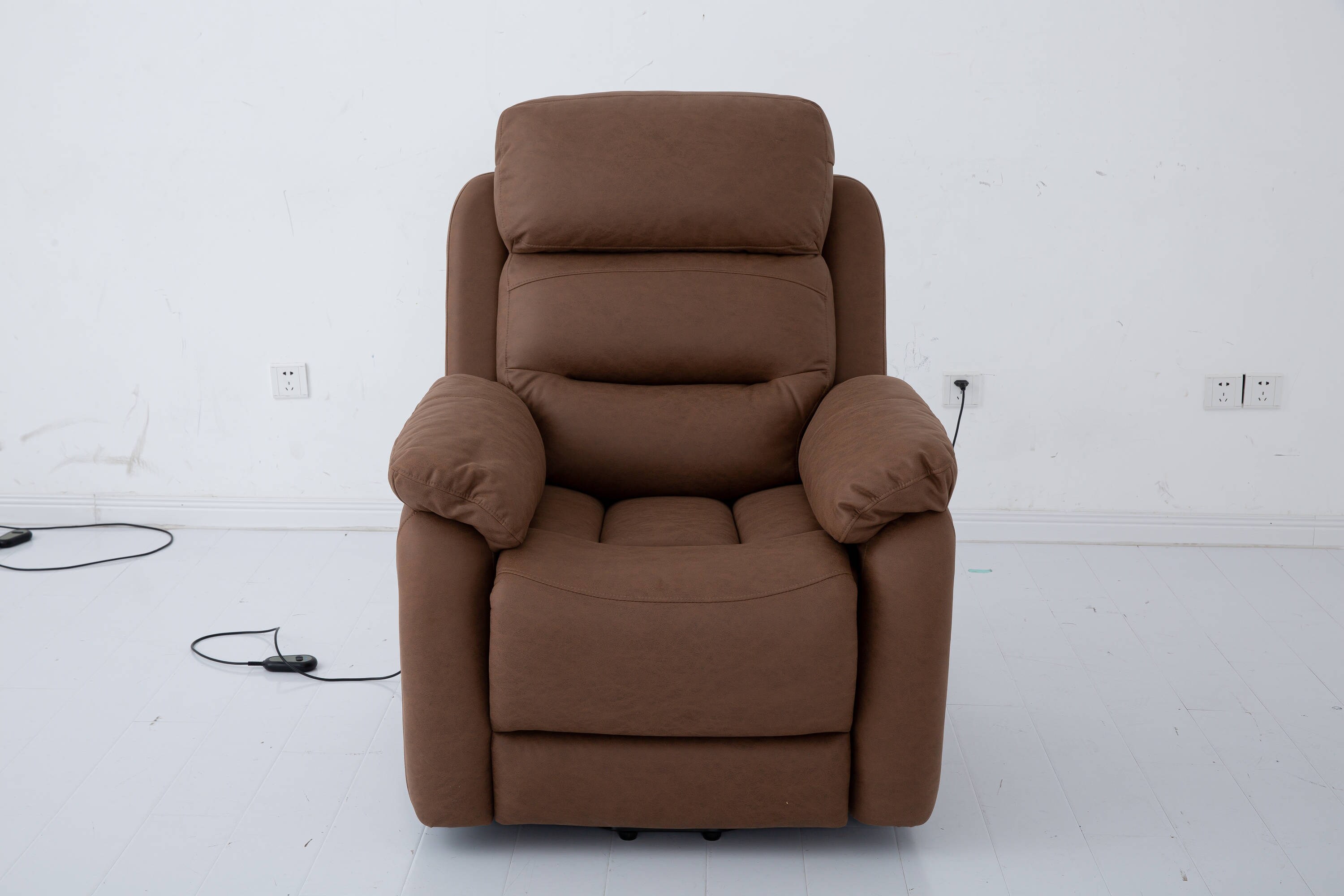GZMR MR-2ML138 Brown Polyester Powered Reclining Recliner with Lift Assistance