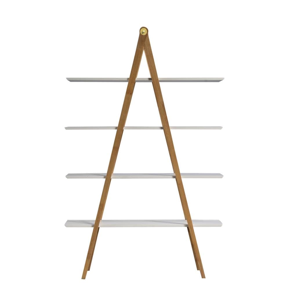 Accentrics Home DS-D438-300-2 White Wood 4-Shelf Ladder Bookcase (16-in W x 75-in H x 47.25-in D)