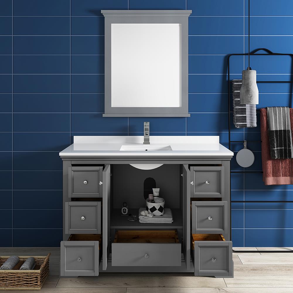 Fresca Cambria 48-in Gray Textured Undermount Single Sink Bathroom ...