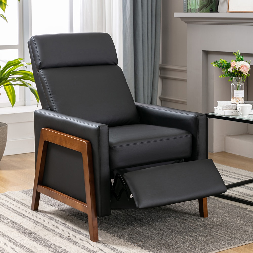 ModernLuxe Midcentury Black Faux Leather Accent Chair in the Chairs ...