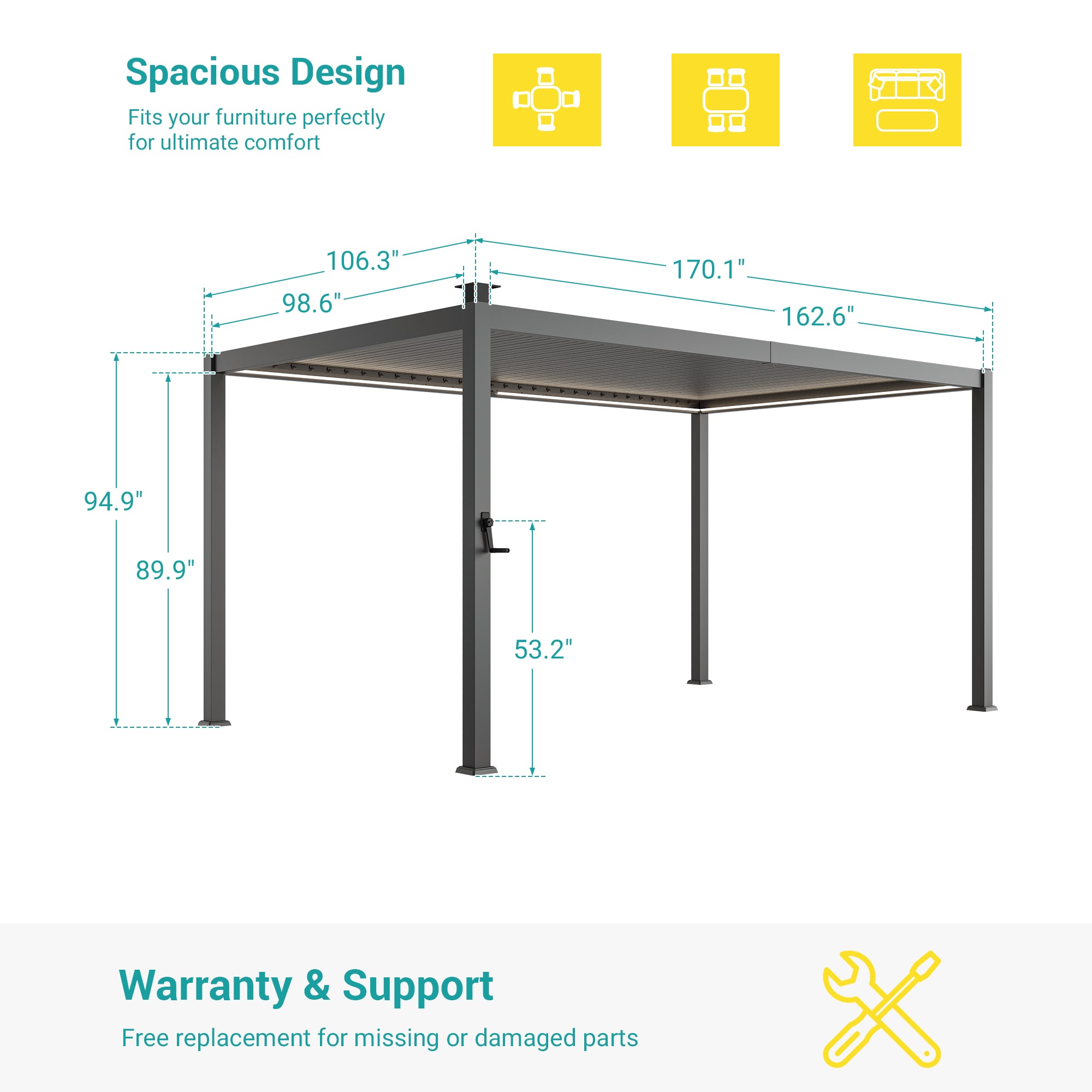 ACEGOSES LW-BP-DD0914-WT Pergolas-2 - View #2