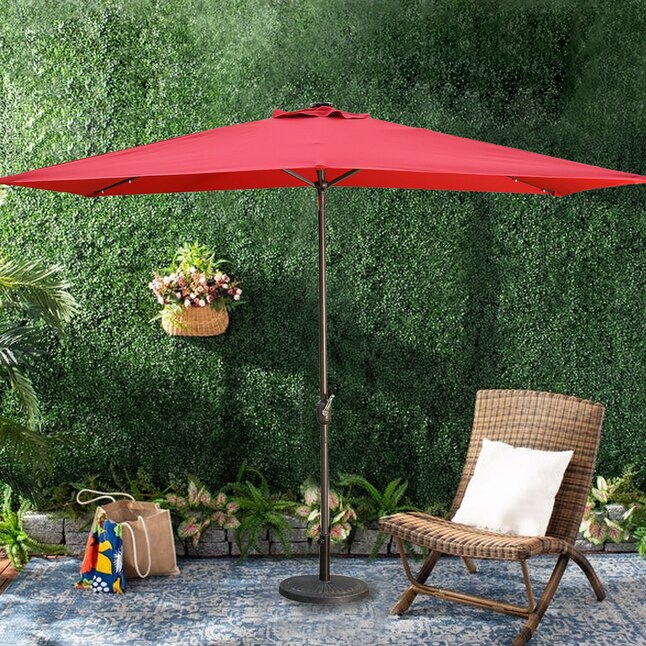 Casainc 10 Ft Red Uv Protective Polyester Solar Powered Crank Market Patio Umbrella In The Umbrellas Department At Com Patio Umbrella In The Umbrellas, Solar Light Kit For Outdoor Umbrella