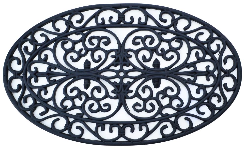 Imports Decor 797RBM Black Rubber Oval Outdoor Door mat