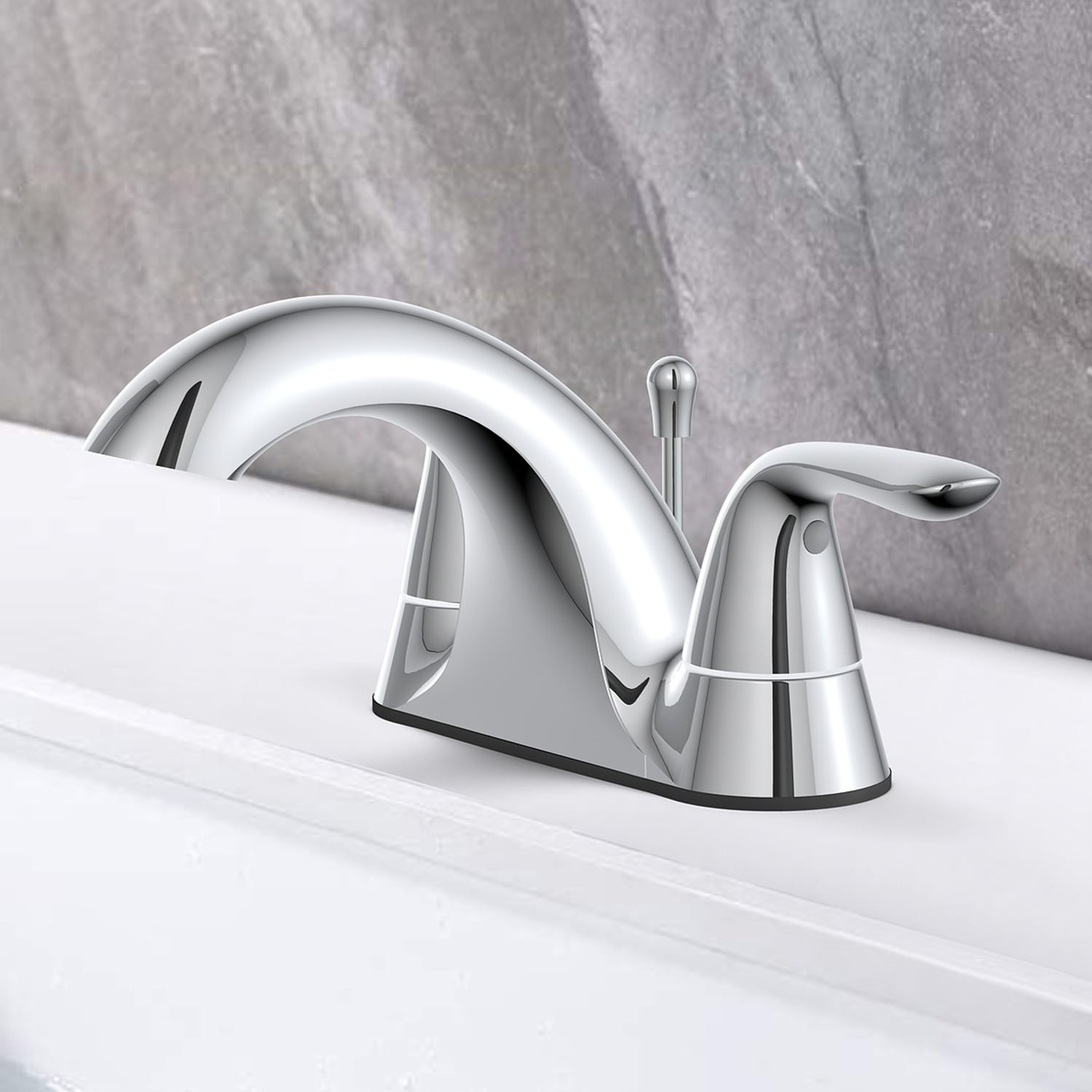 Project Source Dover Brushed Nickel 4-in centerset 2-handle WaterSense  Bathroom Sink Faucet with Drain and Deck Plate (2.37-in) in the Bathroom  Sink Faucets department at