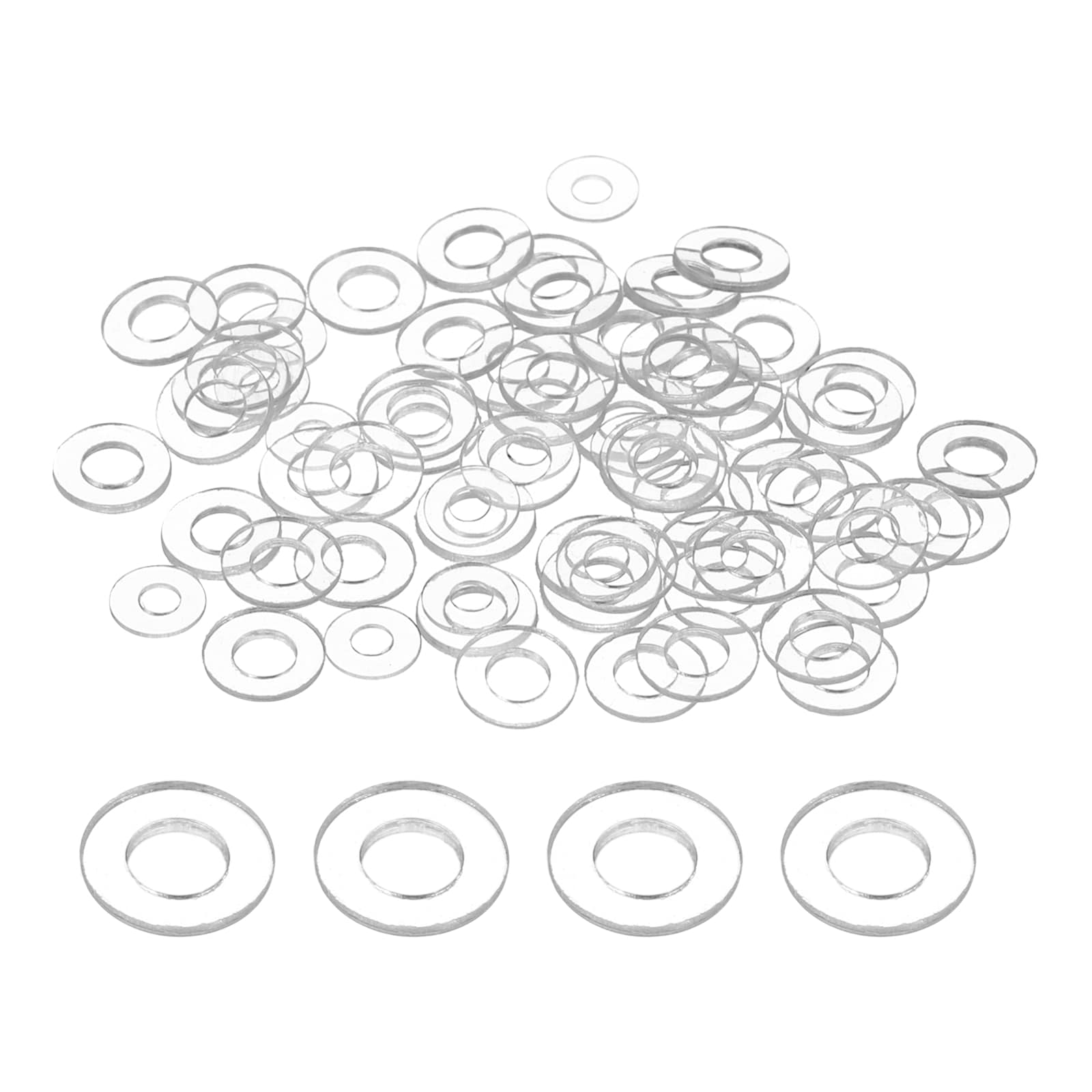 Unique Bargains 80pcs M2.5 PVC Clear Flat Washers 2.5mm ID 5mm OD 0.3mm Thick Glass Washer Shower Door Gasket for Shower Door Handle Towel Bars Transparent