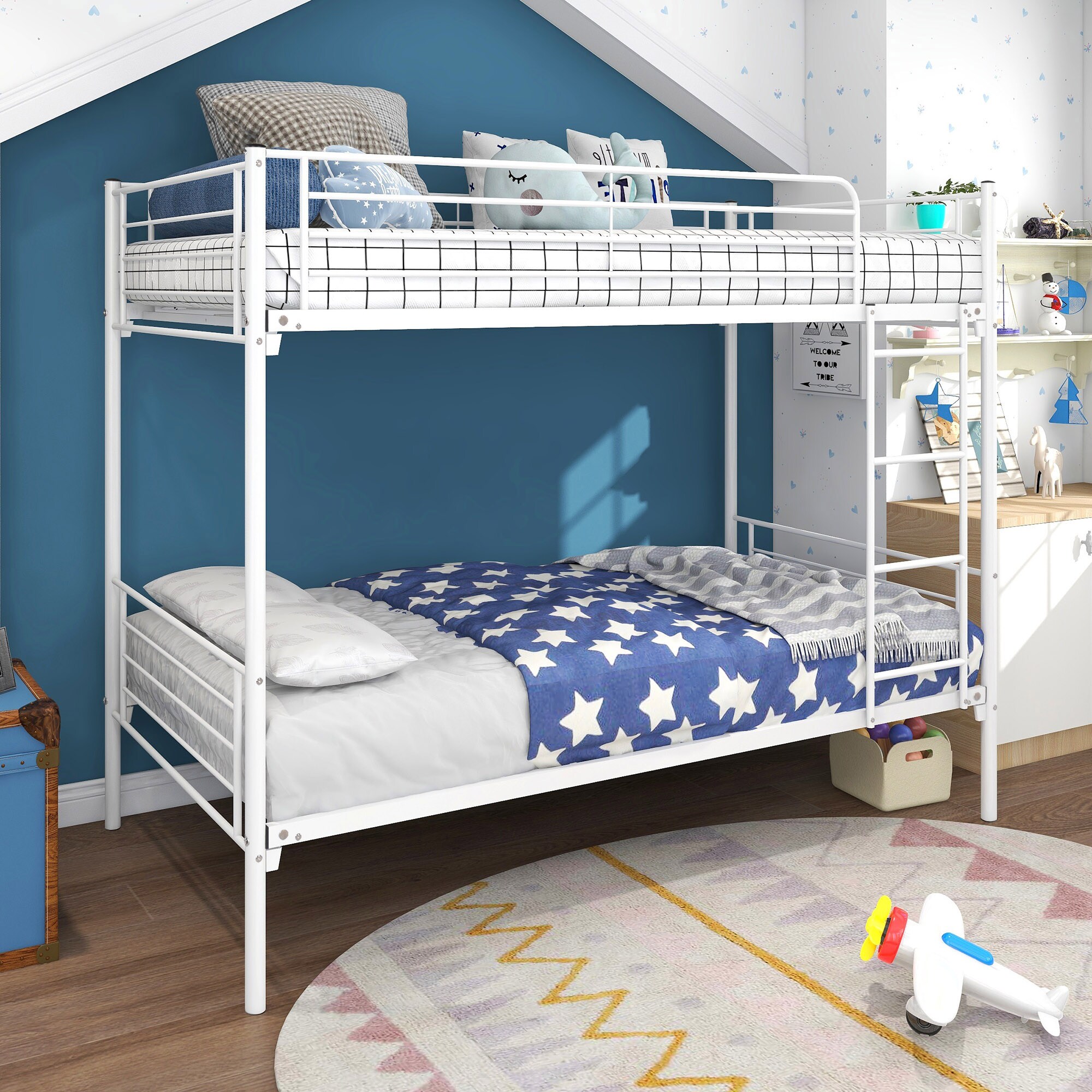 Sunrinx MG8-BD-27 White Twin over twin Bunk Bed