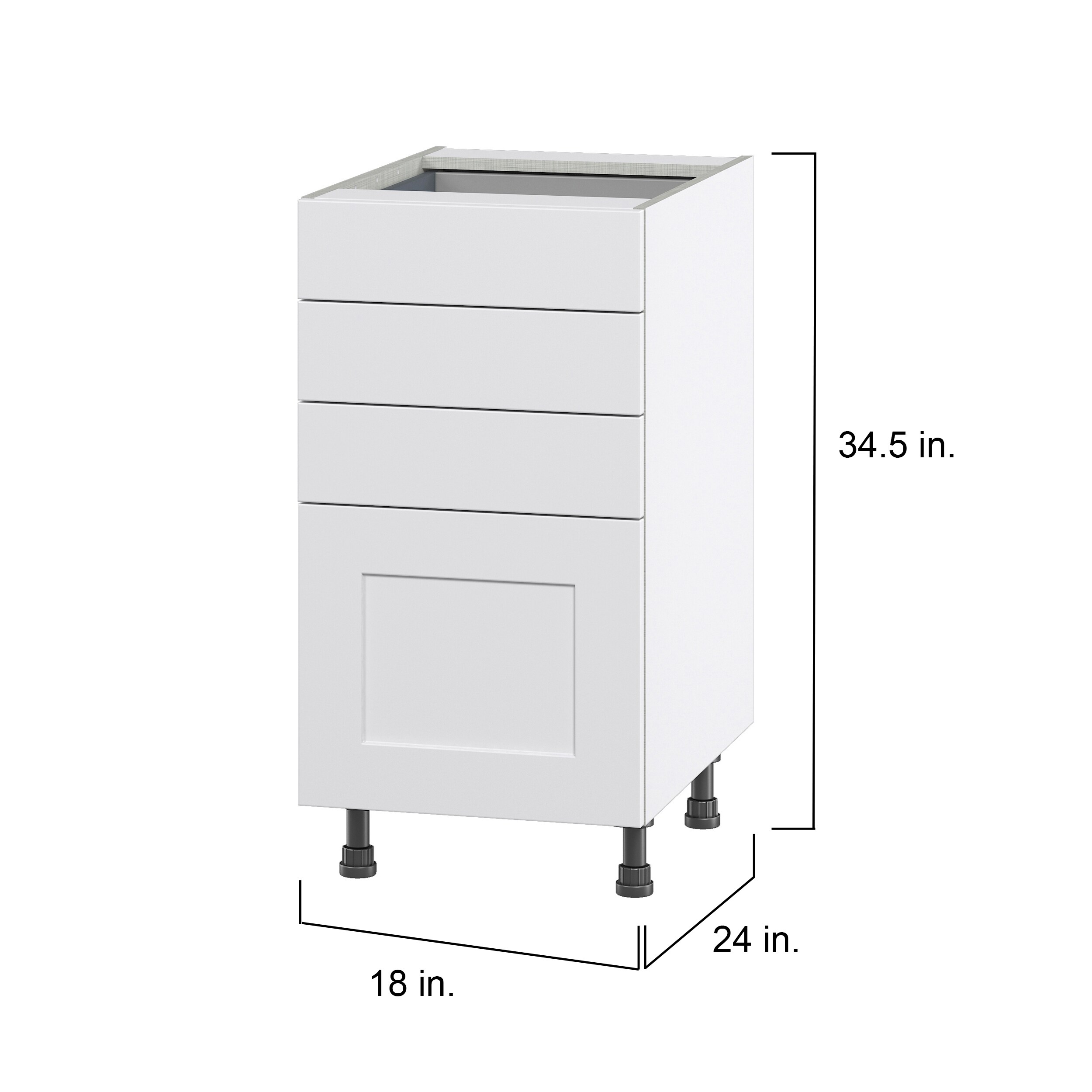 Hugo&Borg Jolie 18-in W x 34.5-in H x 24-in D Warm White 4-Drawer Base Fully Assembled Cabinet