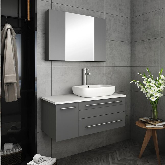 Gray Single Sink Bathroom Vanity, Bathroom Vanity With Sink And Faucet Included