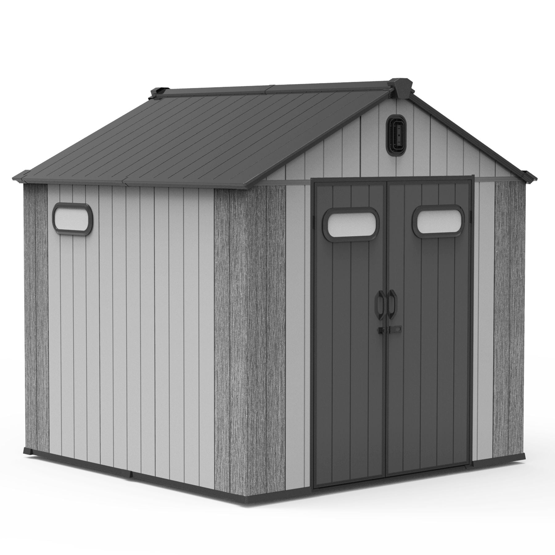 Poinic QURDS-0167S59 7.87-ft x 7.81-ft Gray Gambrel Resin Storage Shed (Floor Included)