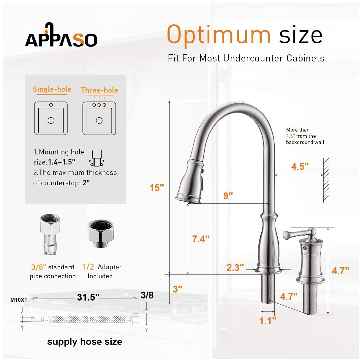 APPASO APS228-BN Kitchen-Faucets - View #2