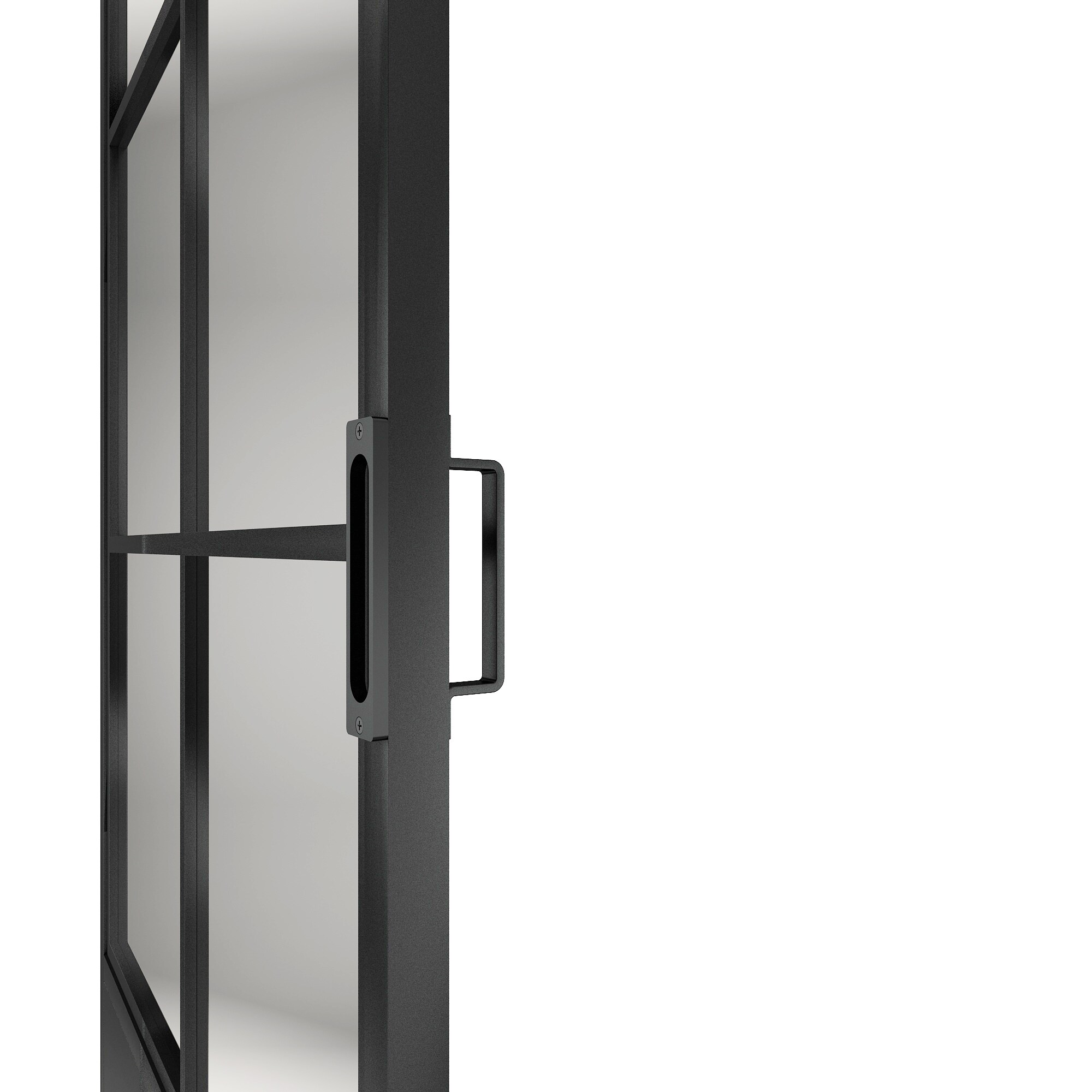 Calhome 37 In X 84 In Black Clear Glass Steel Single Barn Door Hardware Included In The Barn 9001