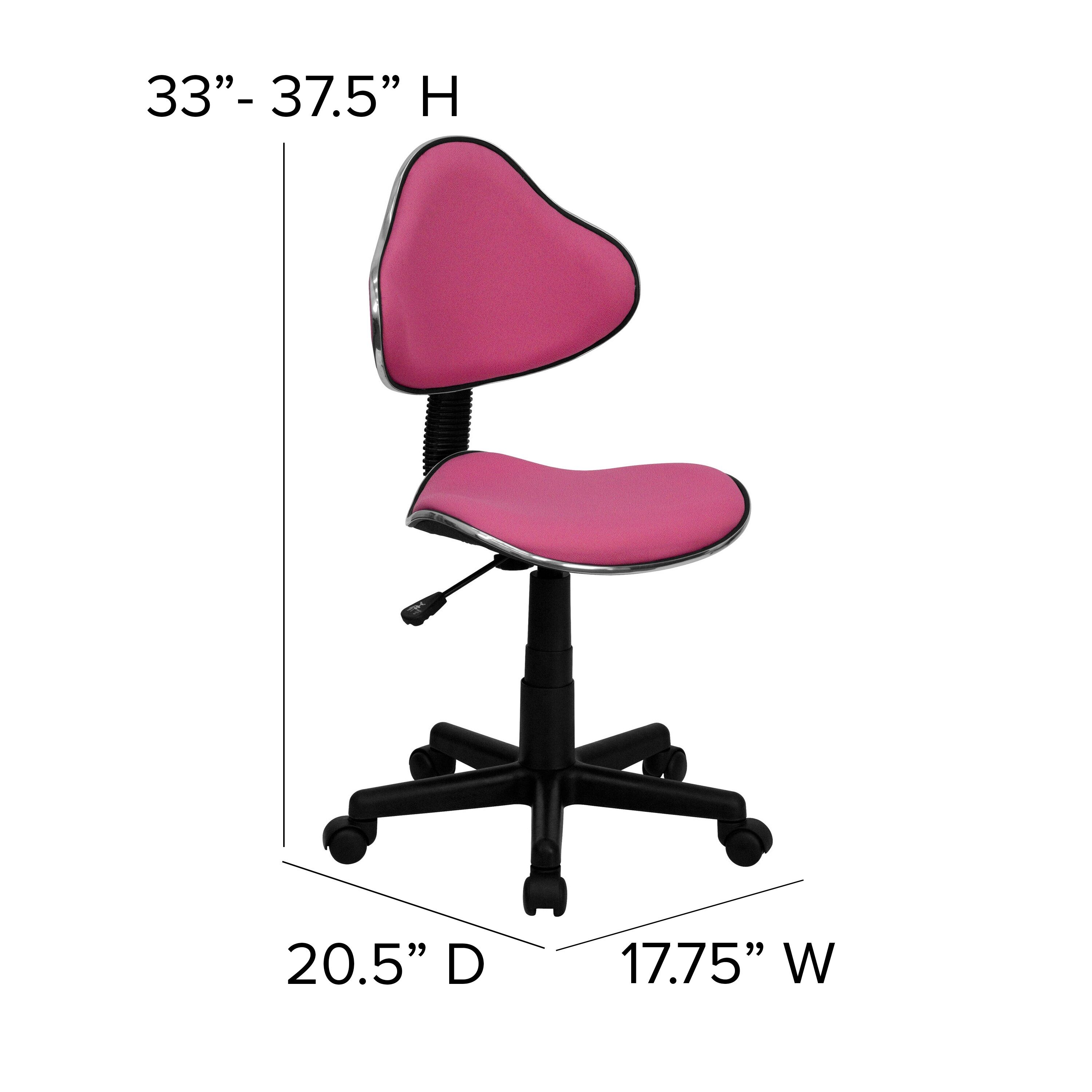 Swivel Pink Polyester Low-Back Task Chair