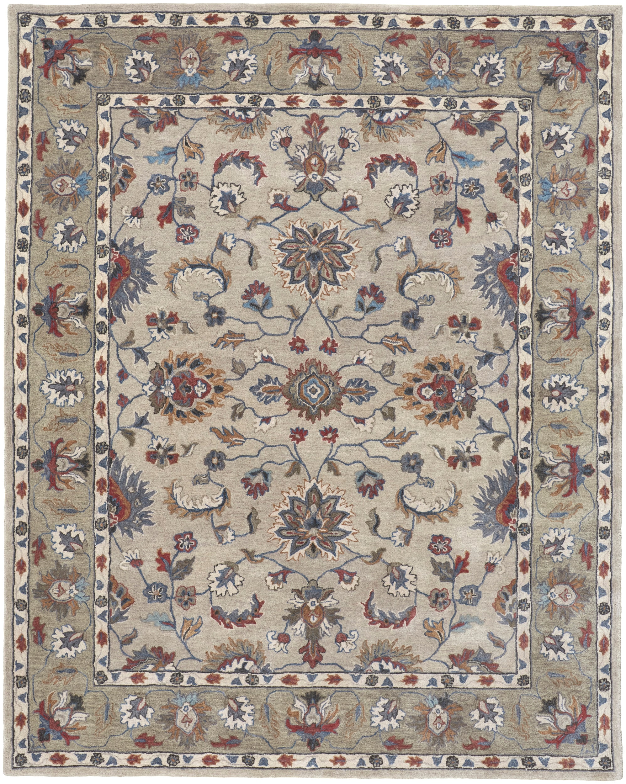 Room Envy RYLR8642MLT000H00 10 x 14 (ft) Tufted Wool Ivory/Taupe/Blue Rectangular Indoor Area rug