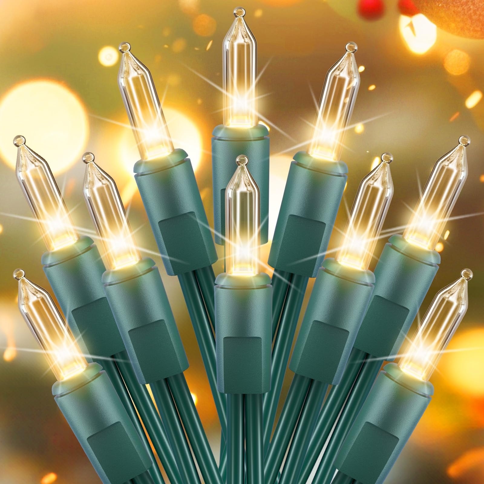 Vrbgify Clear Christmas String Lights 50 Piece Set 12 Feet Mini Incandescent Bulbs Soft Warm White Indoor Outdoor Tree Garland Party Festival #L05VG07071