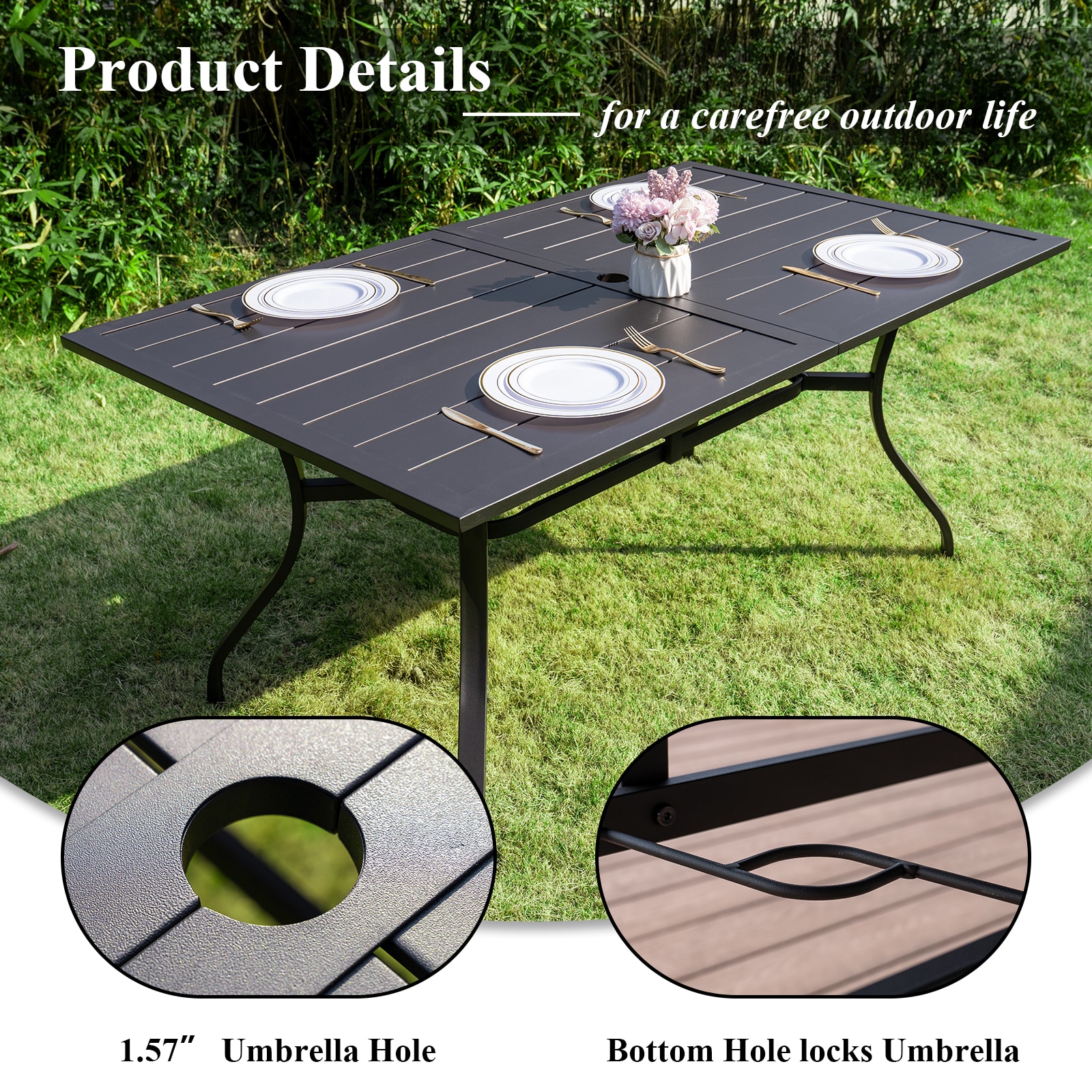 GARSING G-DINTABLE-62IN Patio-Tables - View #7