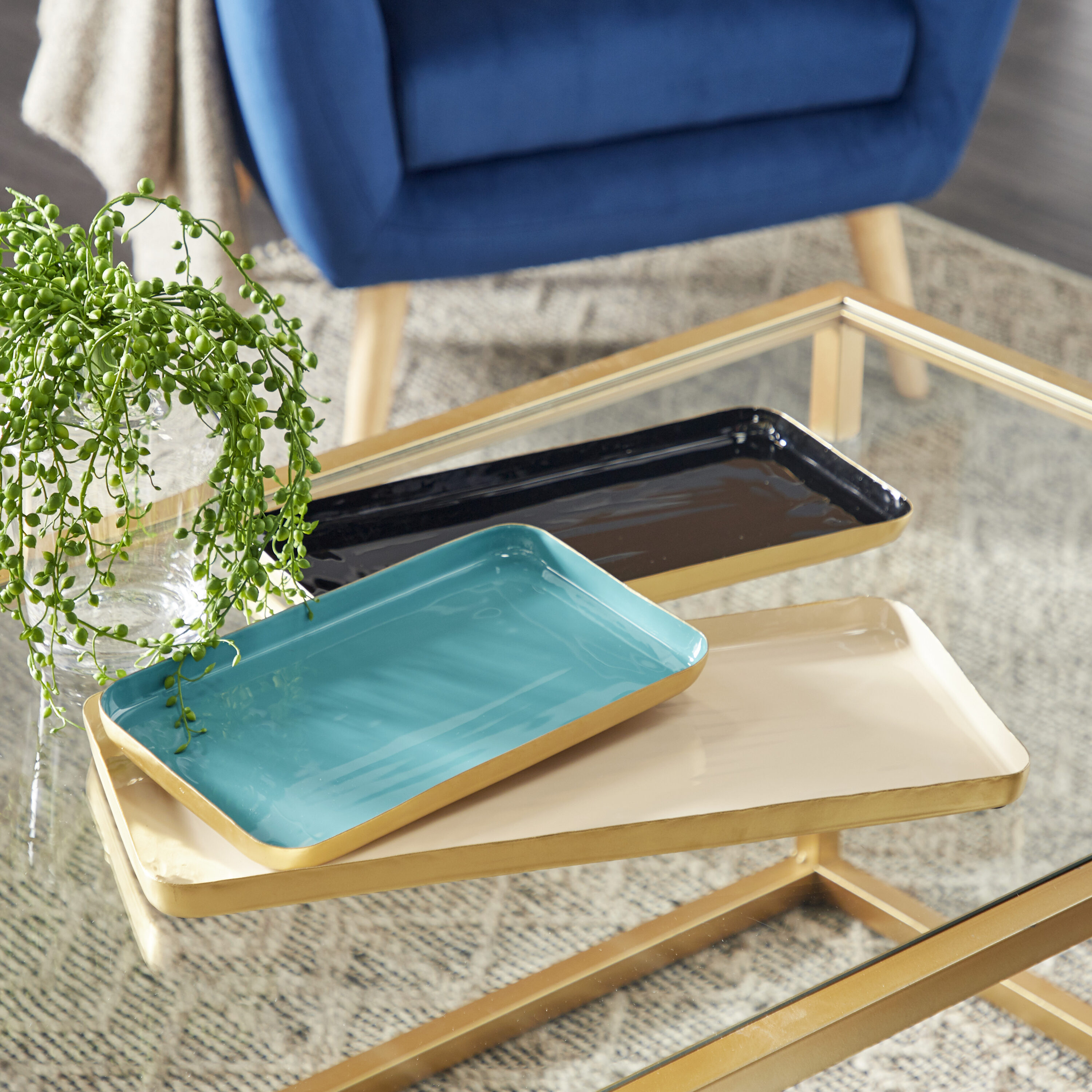 Grayson Lane 97409 3 -Pack Multiple colors/finishes Metal Modern Decorative tray