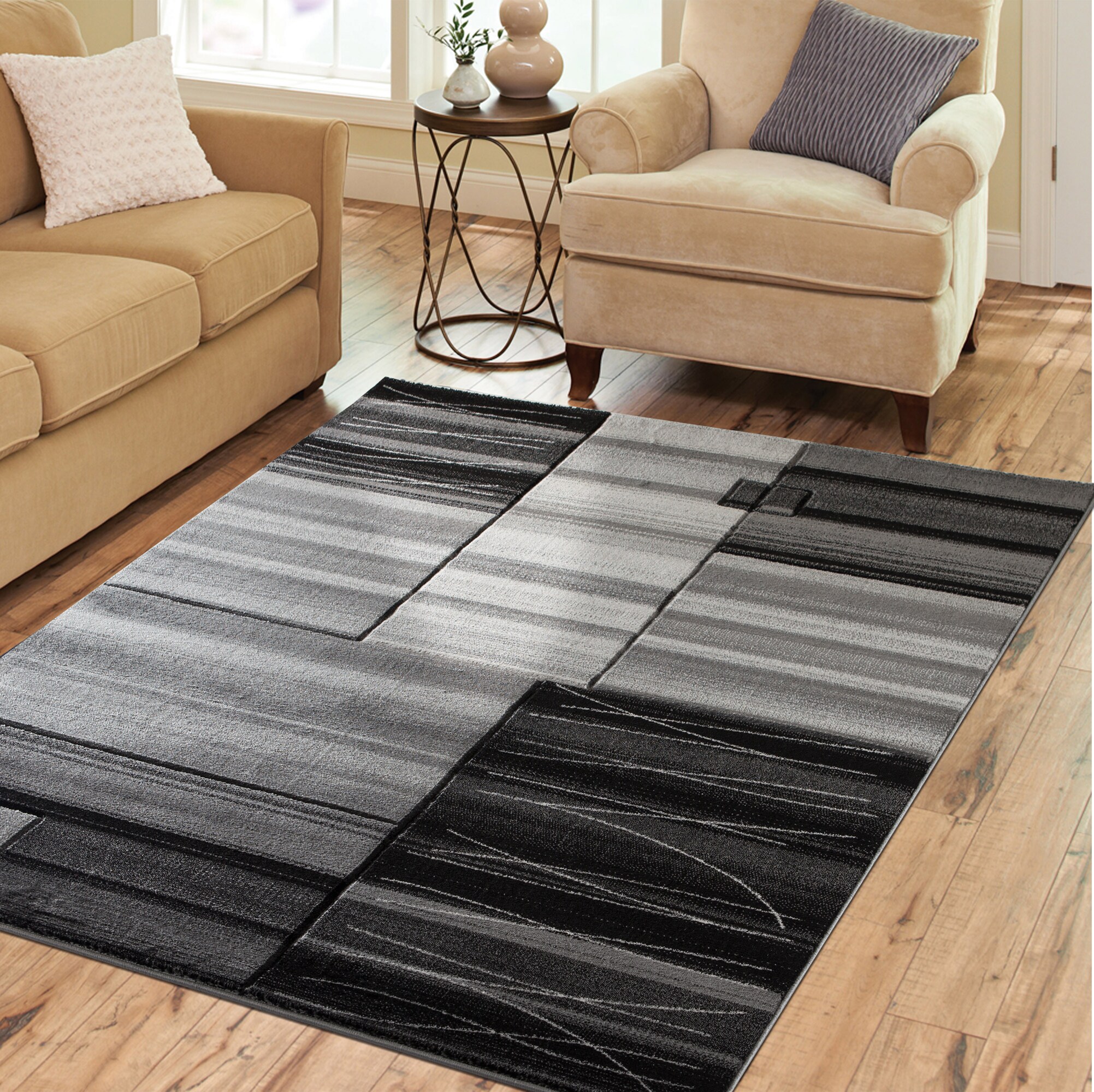 MDA Rugs Madrid 10 x 14 Dark Grey/Black Indoor Abstract Area Rug at ...