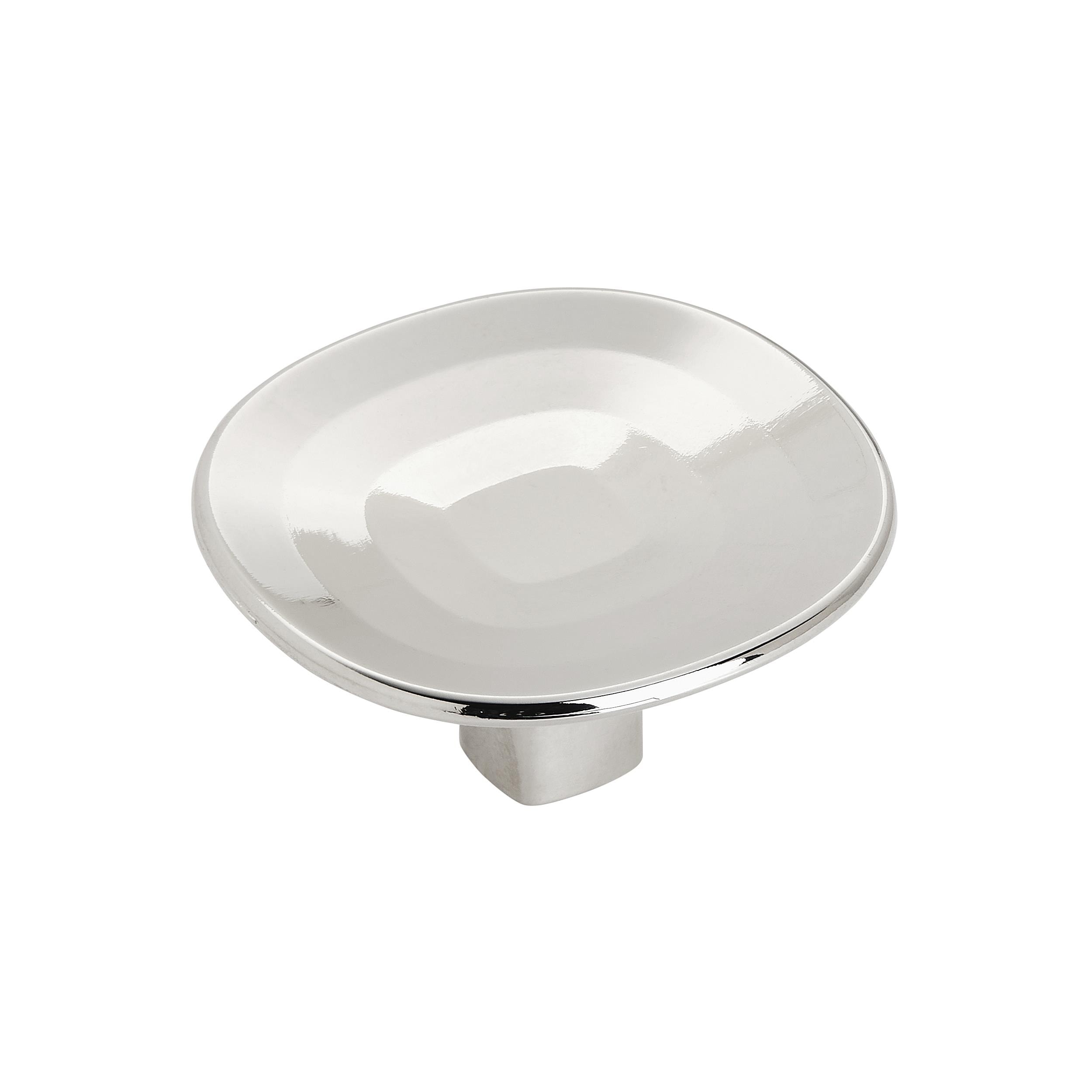 Polished Nickel Modern Round Cabinet Knob with Mounting Hardware