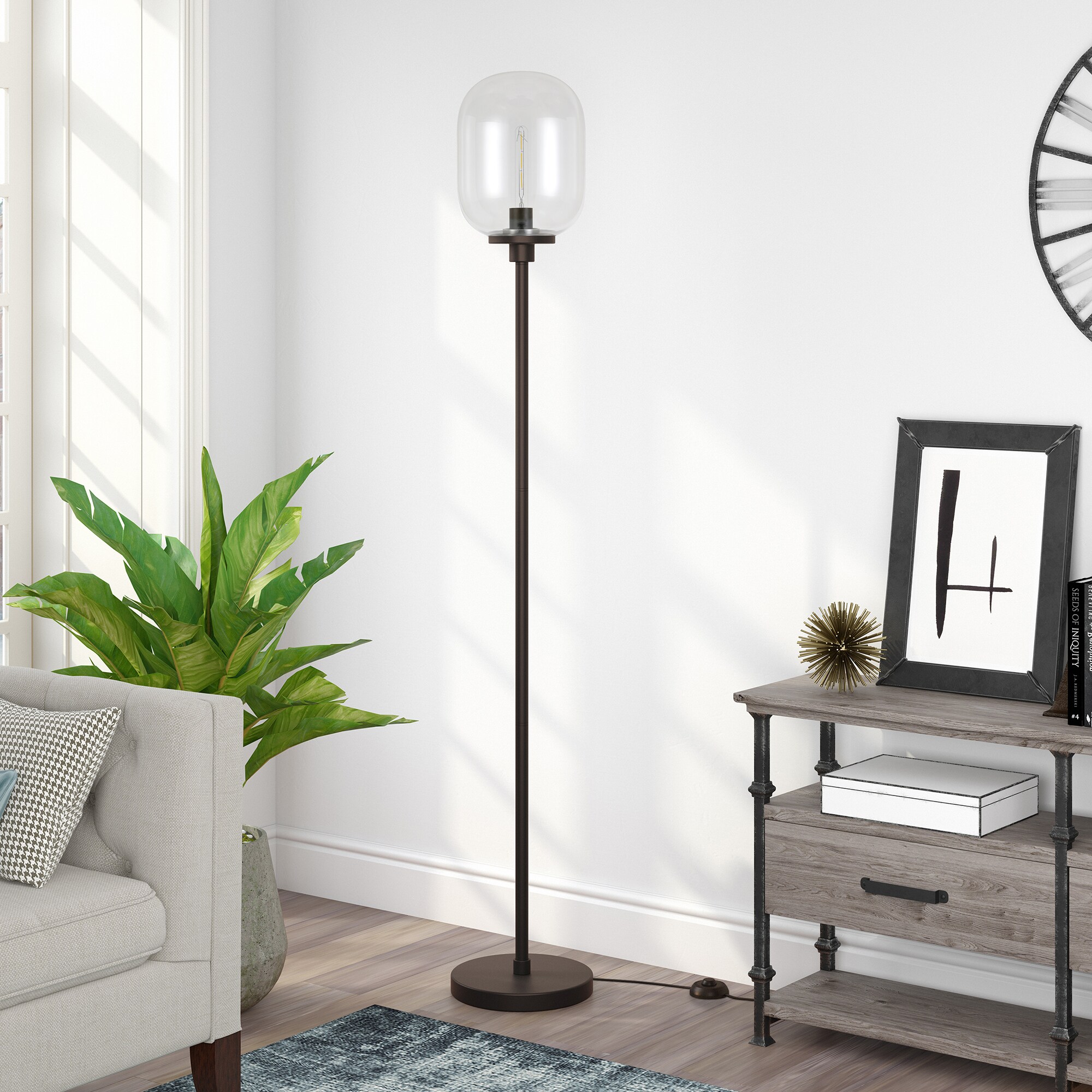 modern farmhouse seeded floor lamp