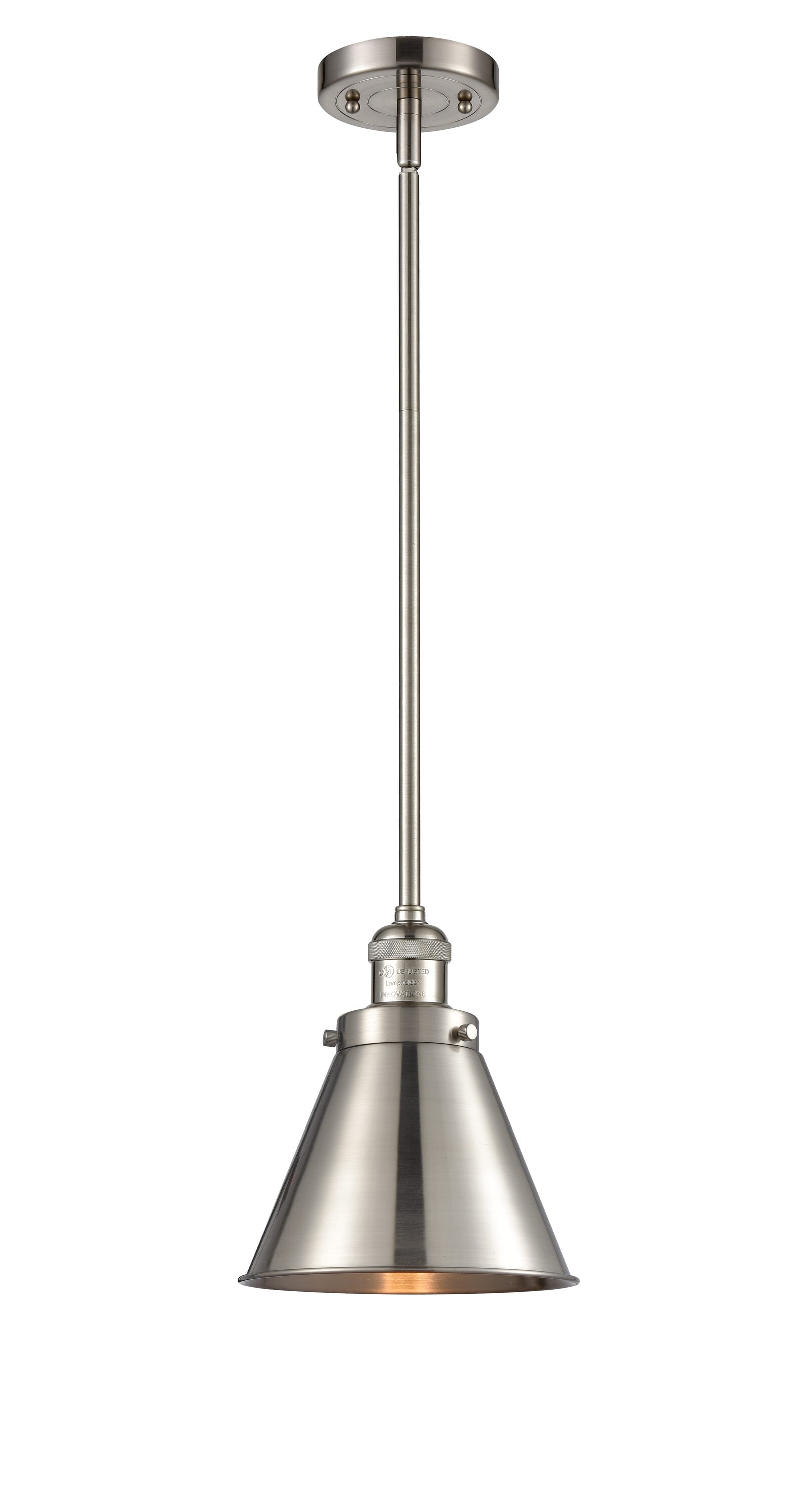 Innovations Lighting 201S-SN-M13-SN Appalachian Brushed Satin Nickel Traditional Cone Medium Hanging Pendant light