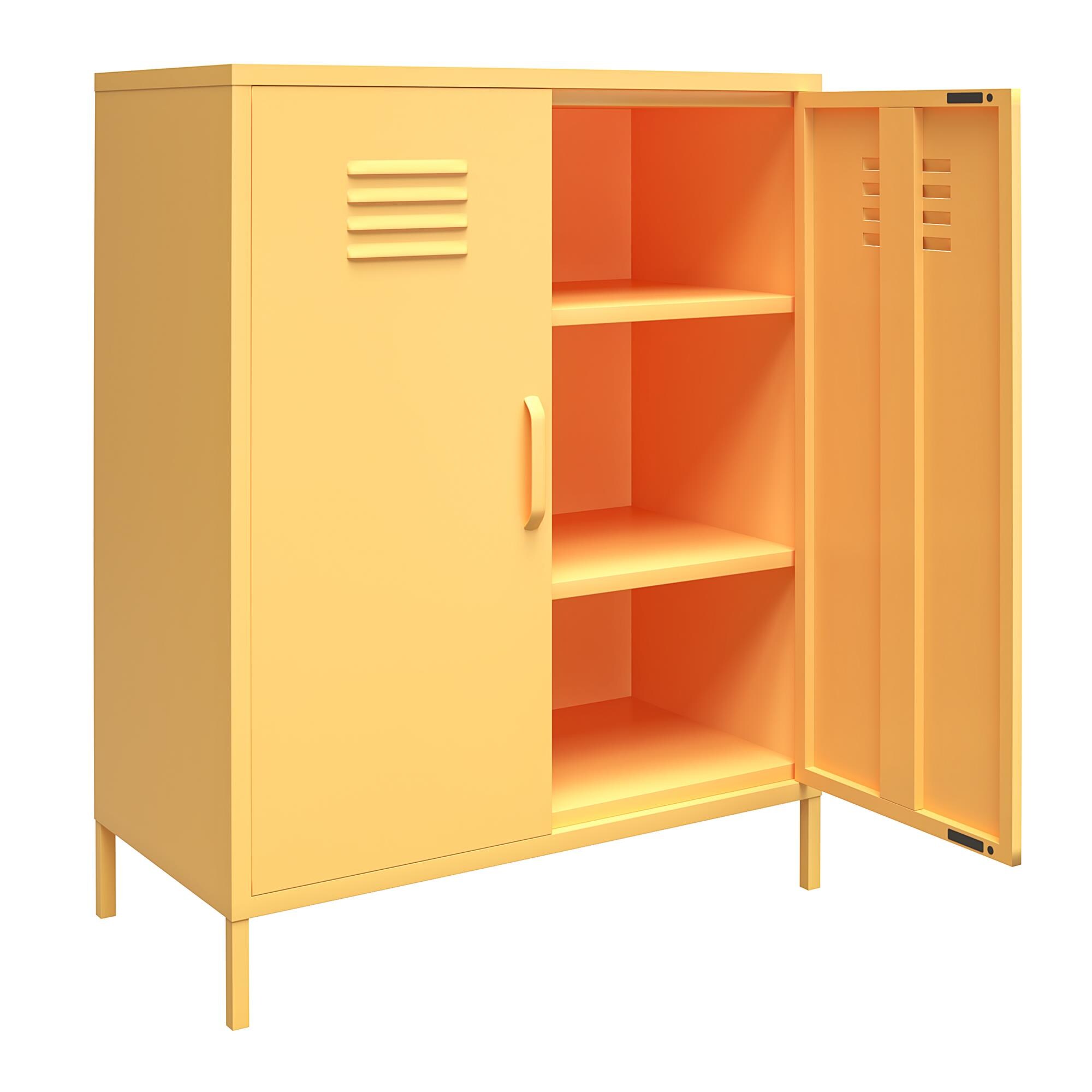 Yellow Metal 2-Door Adjustable Shelf Locker Cabinet