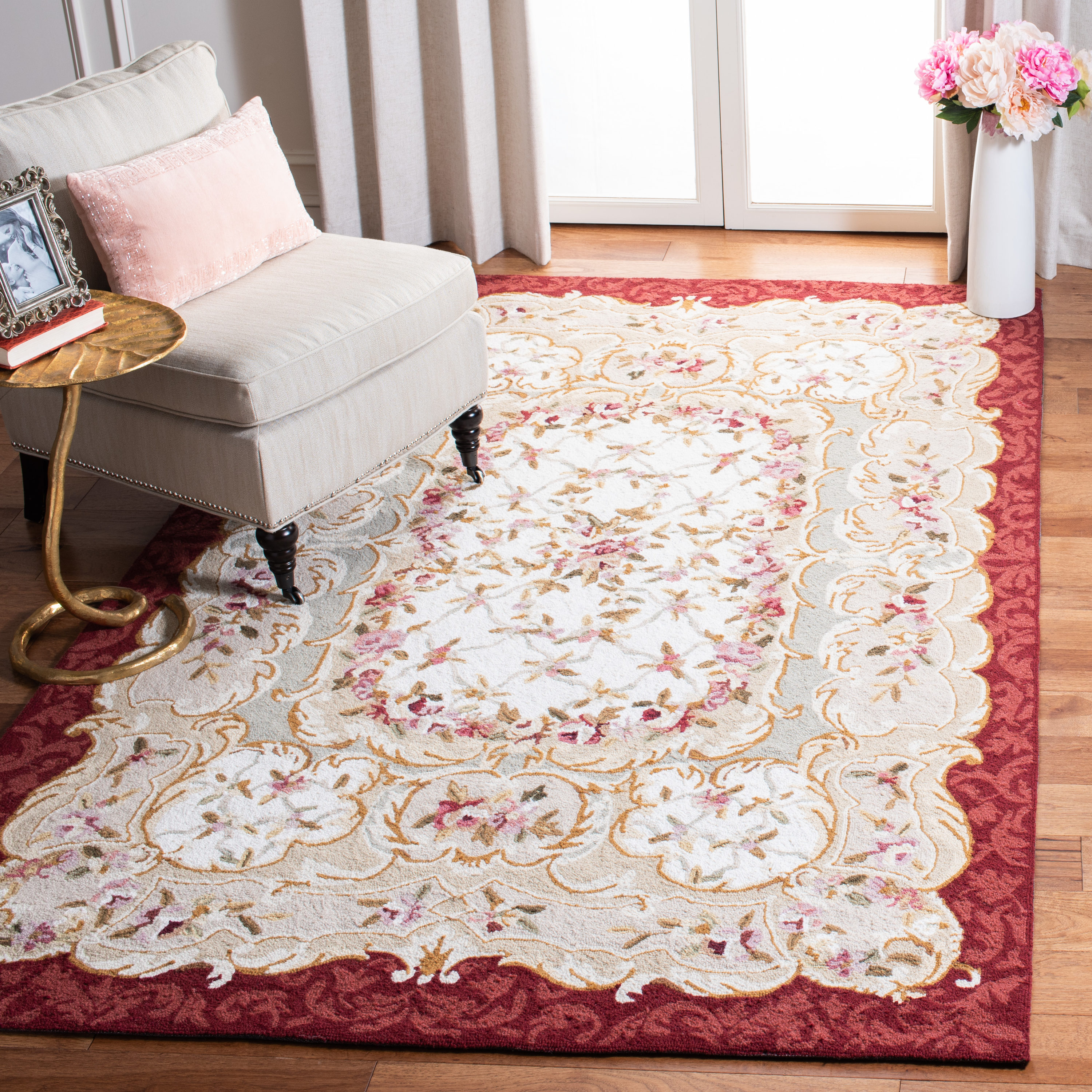 Ivory Hand-Knotted Wool 6' x 9' Rectangular Rug