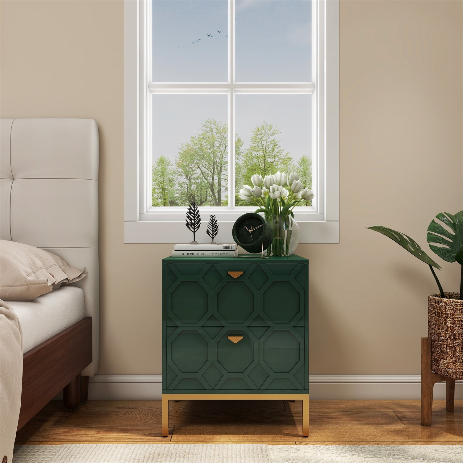 Mondawe MO-JH-009013-GR Green Nightstand