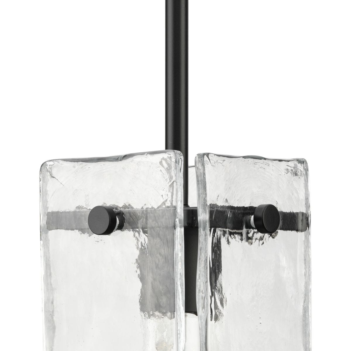 Rivera Matte Black Mini Pendant with Clear Textured Glass