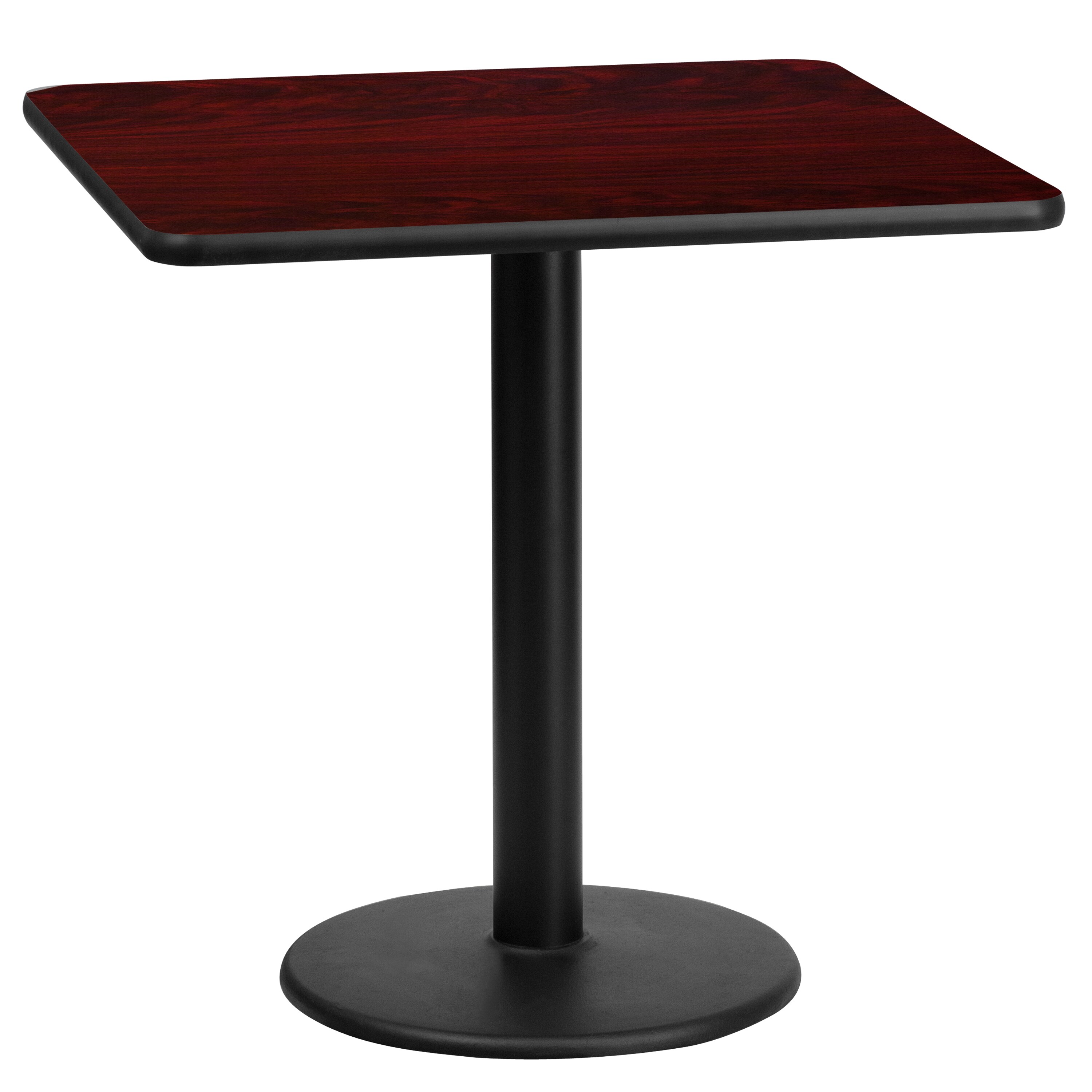 Flash Furniture 889142007050 Mahogany Contemporary/Modern Dining Table, Wood veneer with Black Metal Pedestal Base 24-Inches L x 31.13-Inches H