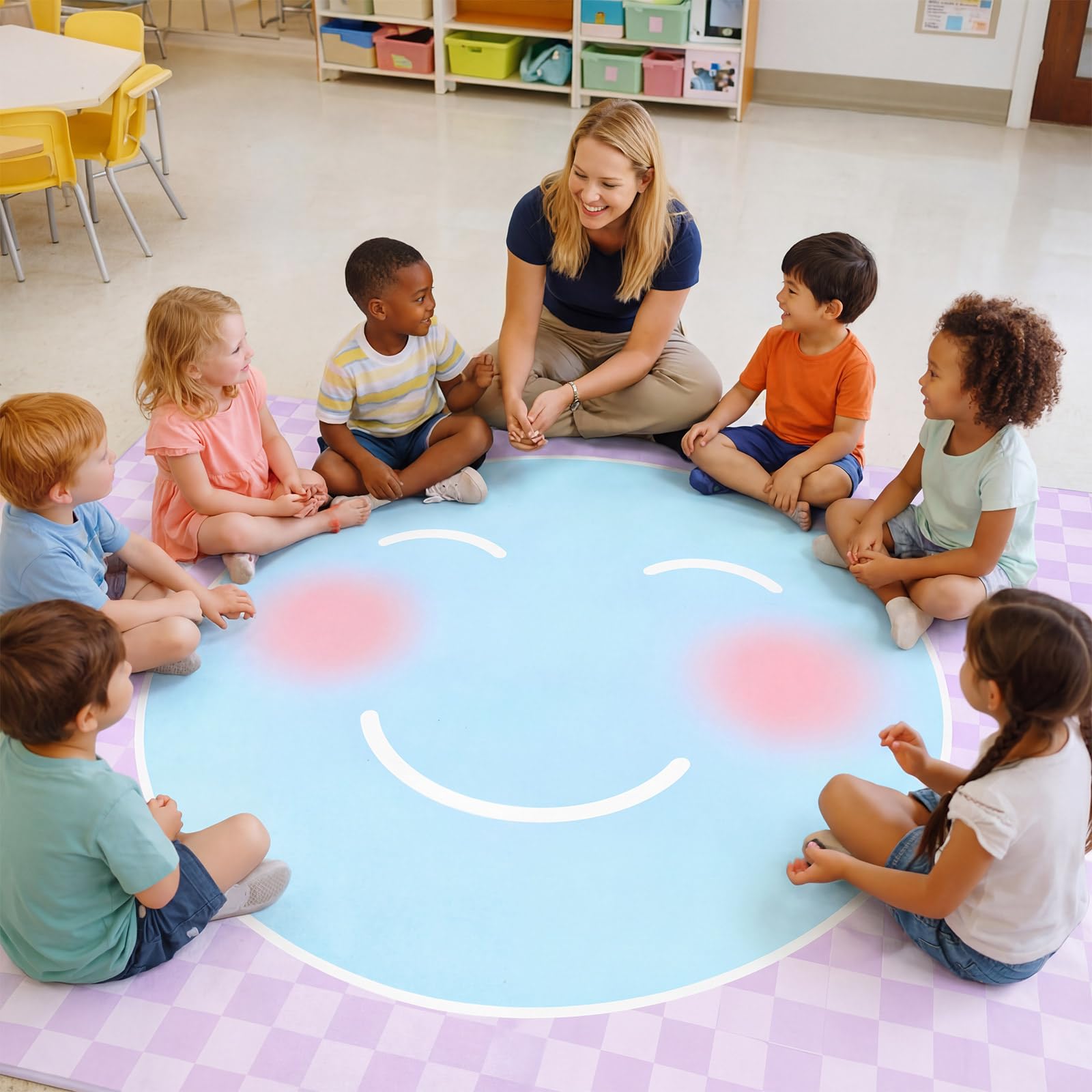 SenQWFa 7 6 x 5 ft Pastel Classroom Rug Soft Velvet Educational Area ...
