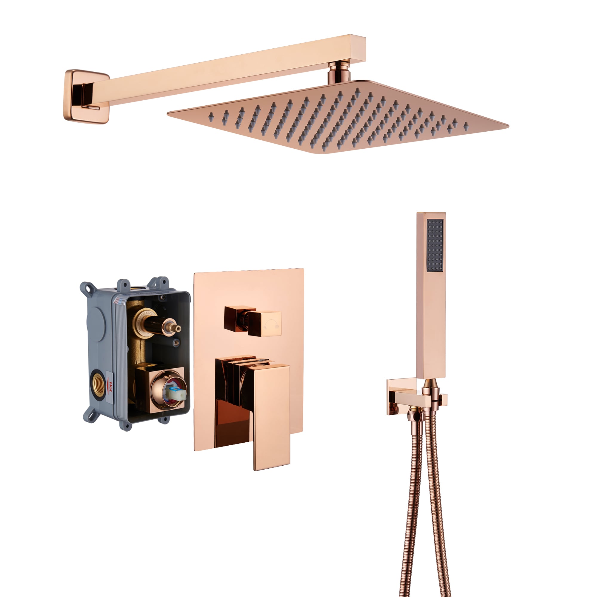 CASAINC CS3533-10MB 10-inch Stainless Steel Shower Head System With Handheld Brushed Gold 10-in Built-In Shower Faucet System with 2-way Diverter ( Thermostatic Valve Included )
