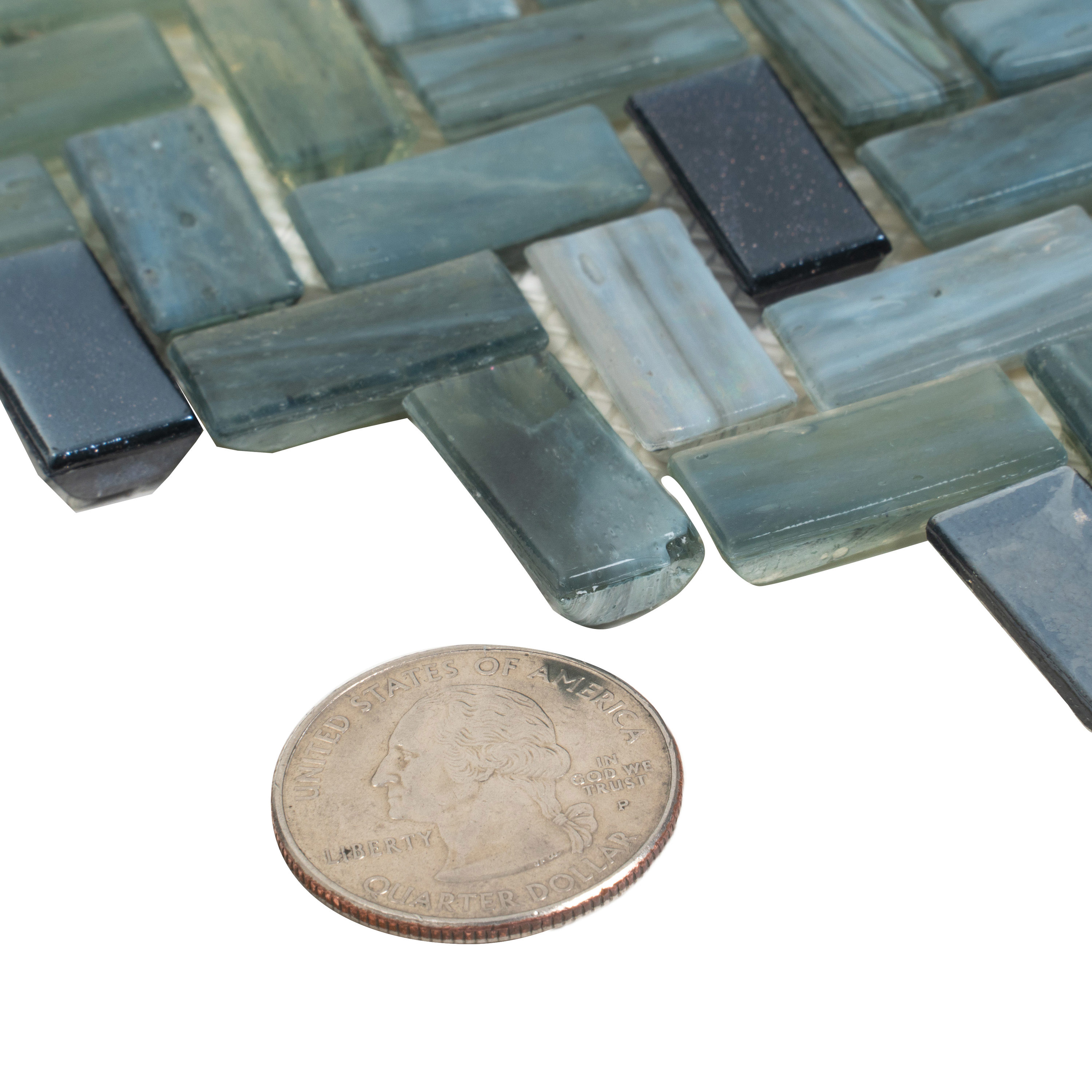 Apollo Tile (Sample) Majeste Silver 4-in x 4-in Matte Glass Herringbone Patterned Floor and Wall Tile
