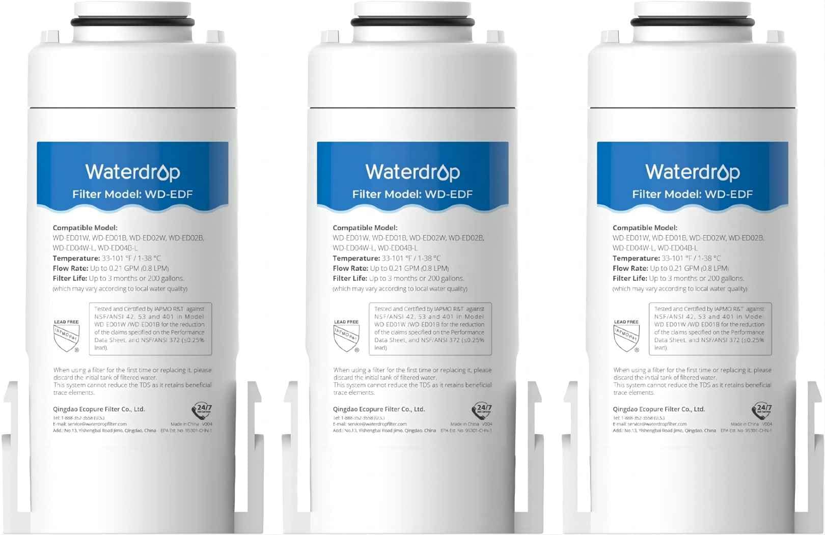 Waterdrop B-WD-EDF-3 Electirc Water Filter Pitcher 3 Replacement Filter 3 -Pack