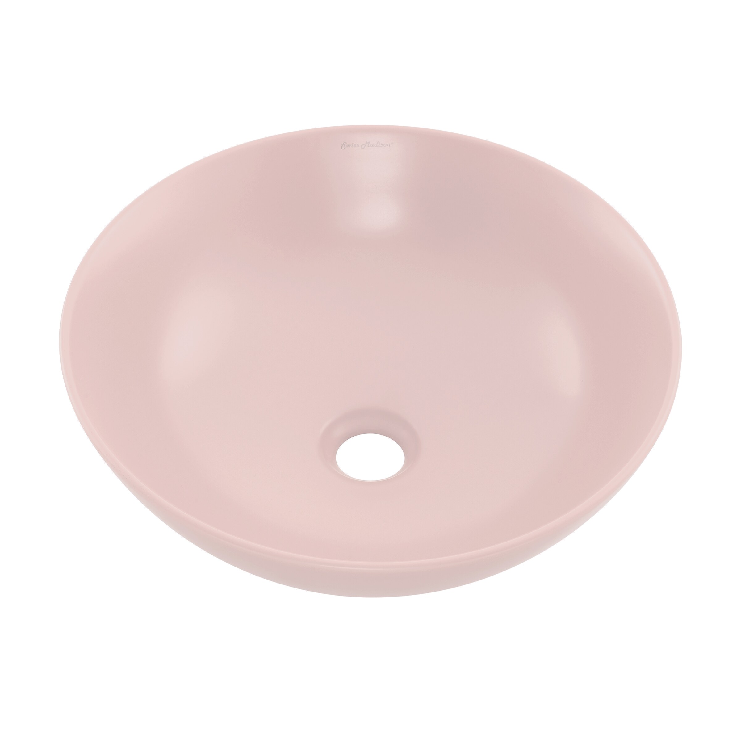 Swiss Madison SM-25-VSCHX06PI Chaux Ceramic Vessel Round Modern Matte Pink Bathroom Sink ( 16-Inches x 16-Inches )