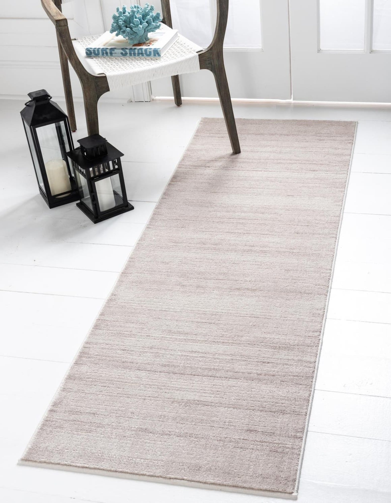 Unique Loom 3186778 Jill Zarin Uptown 3 x 14 (ft) Loomed Polypropylene Beige Rectangular Indoor Solid Coastal Runner