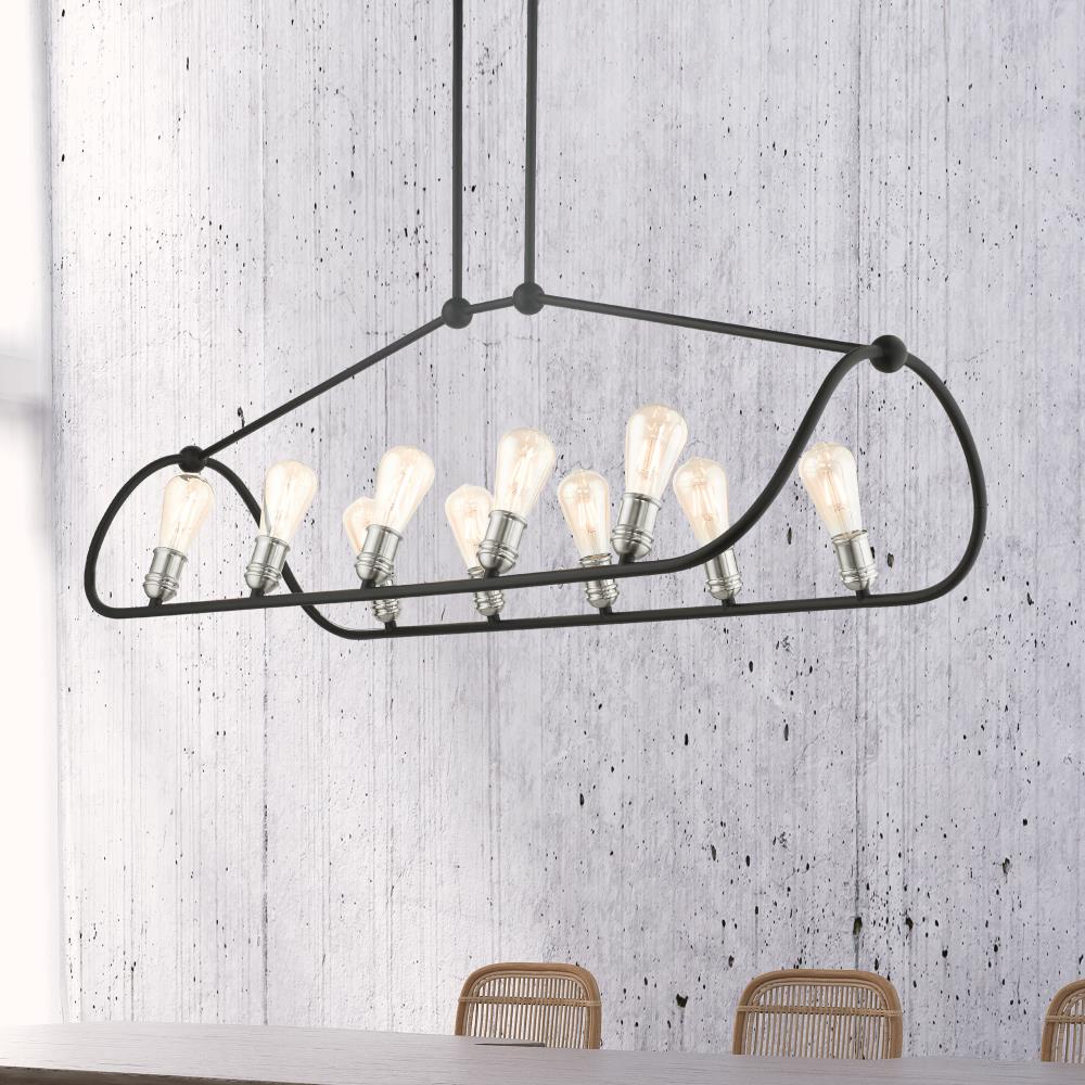 Archer 10-Light Black and Nickel Linear Chandelier
