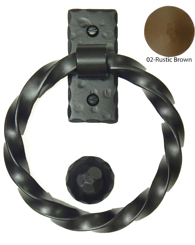 Agave Ironworks KN007/PU012-02 Ring Pull or Knocker 5-1/2-in Brown Gate Handle