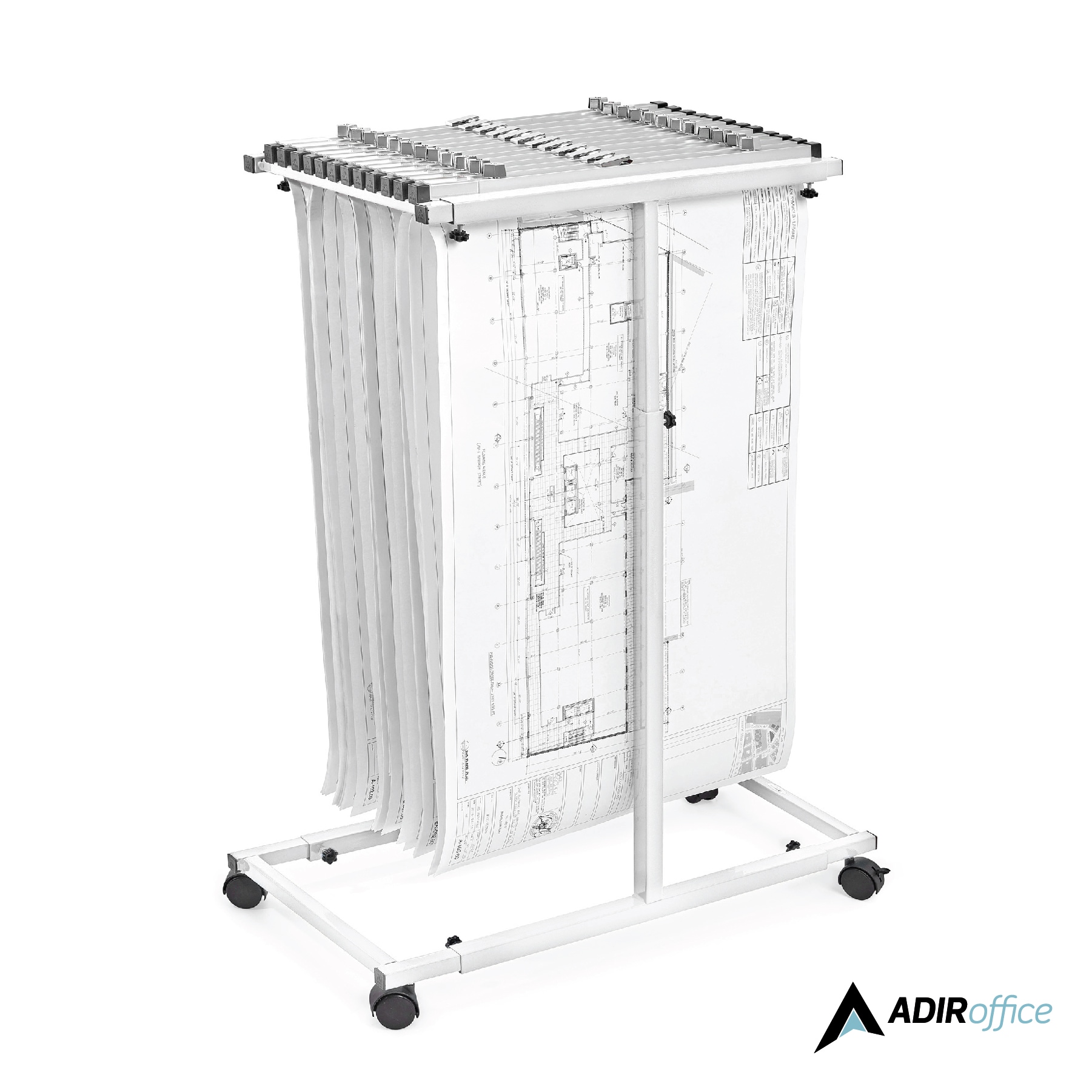 AdirOffice 614-WHI-KIT1 Blueprint Steel Vertical Plan Center, White