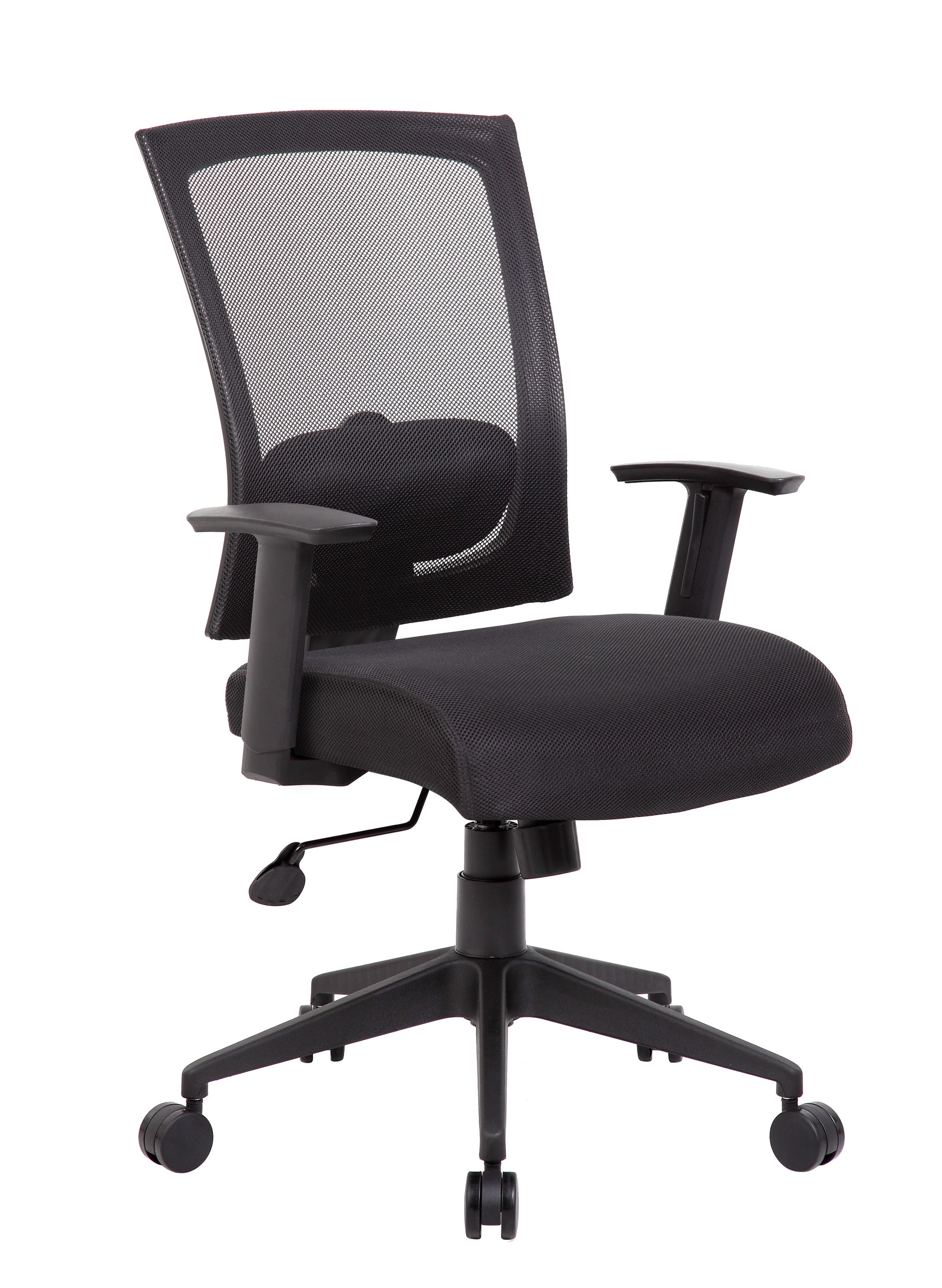 Boss Office Products B6706-BK Black Contemporary Ergonomic Adjustable Height Swivel Mesh Task Chair