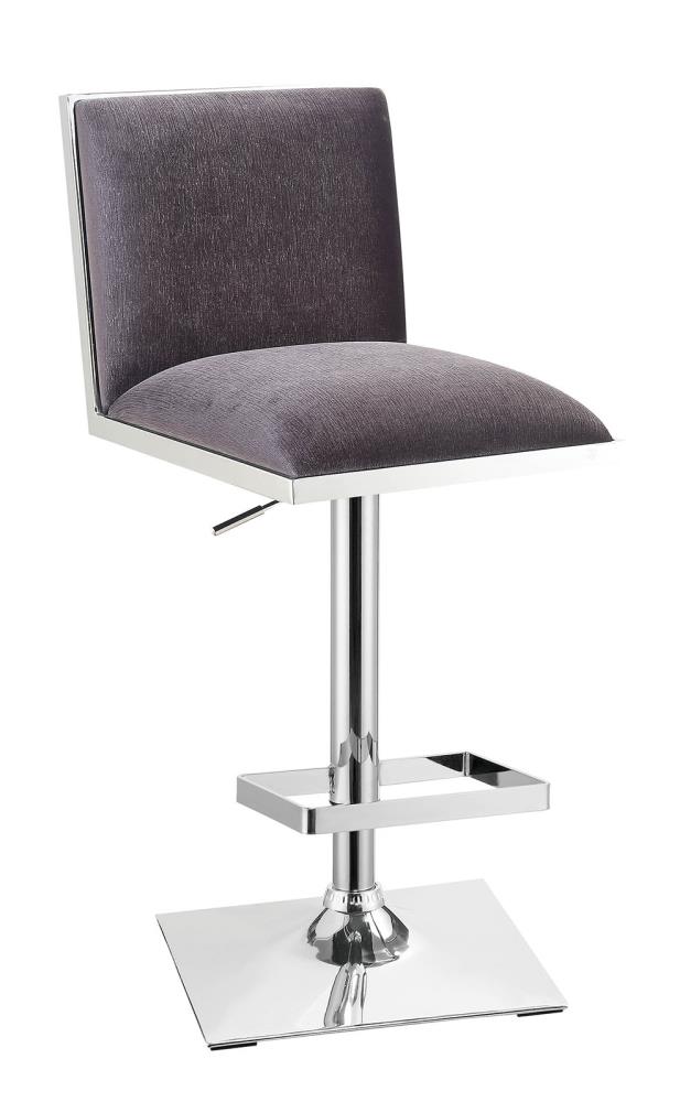 Benzara Gray Bar height Upholstered Swivel Metal Bar Stool with