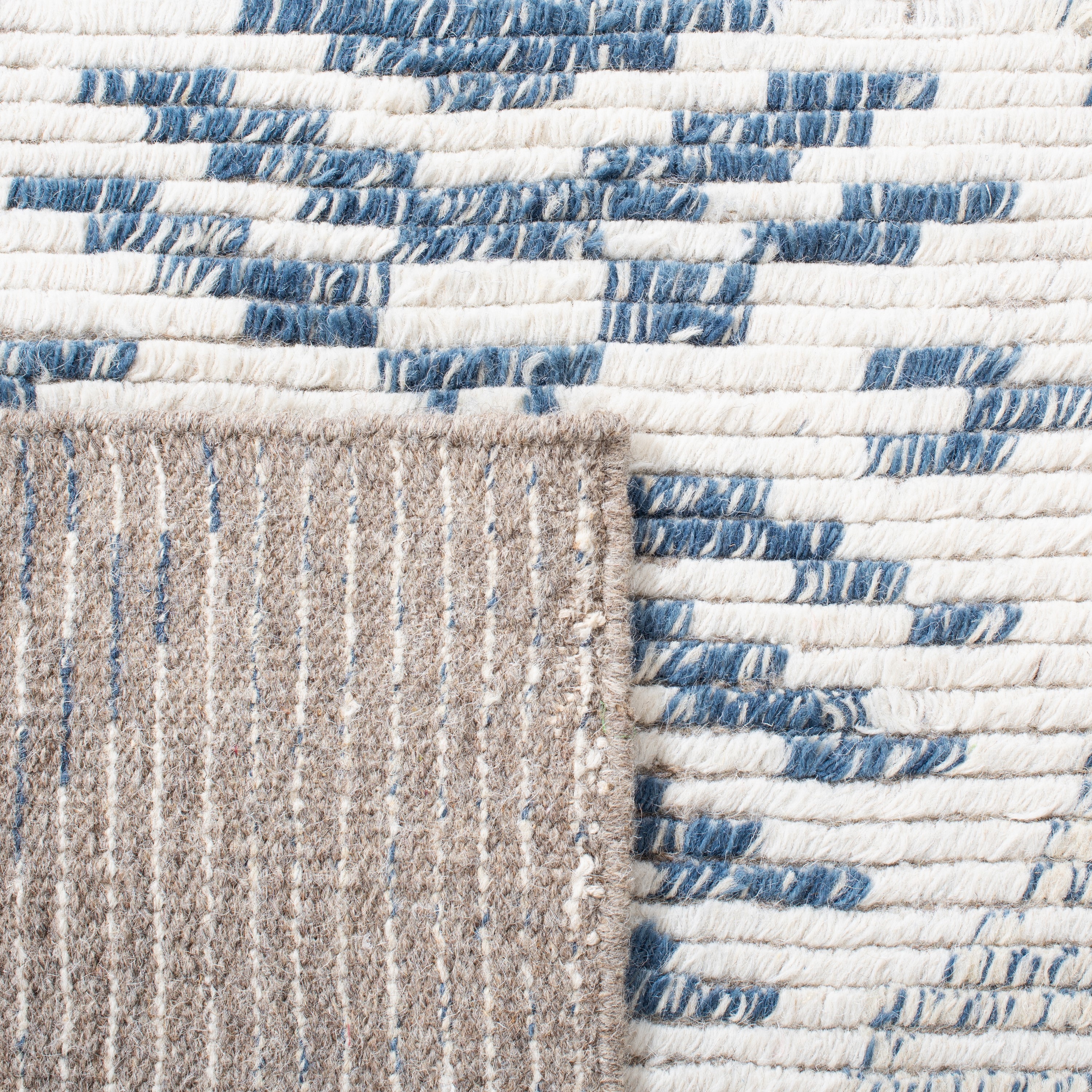 Kenya Blue and Ivory Hand-Knotted Wool 8' x 10' Area Rug