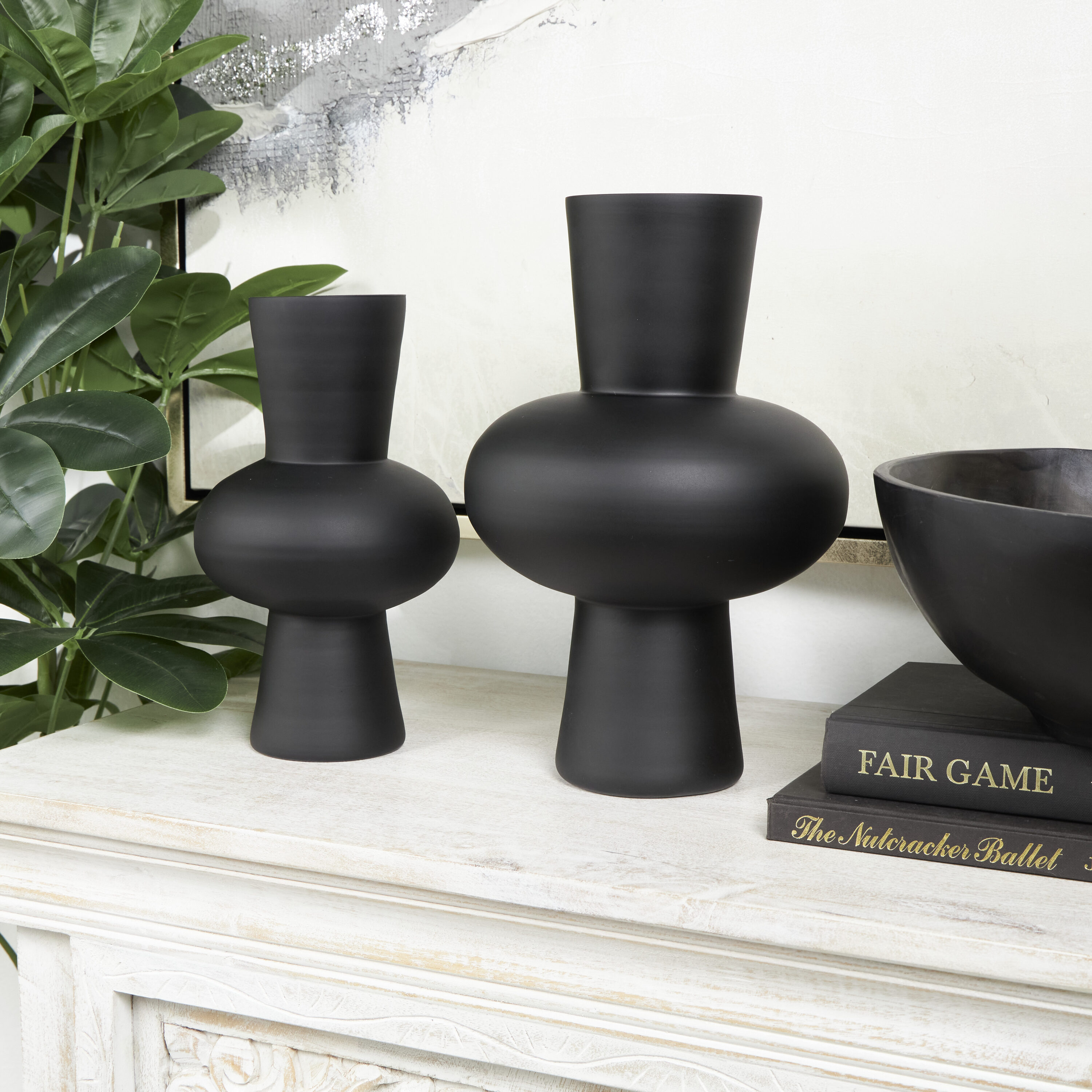 Grayson Lane 821363 2 -Pack Black Glass Modern Vase