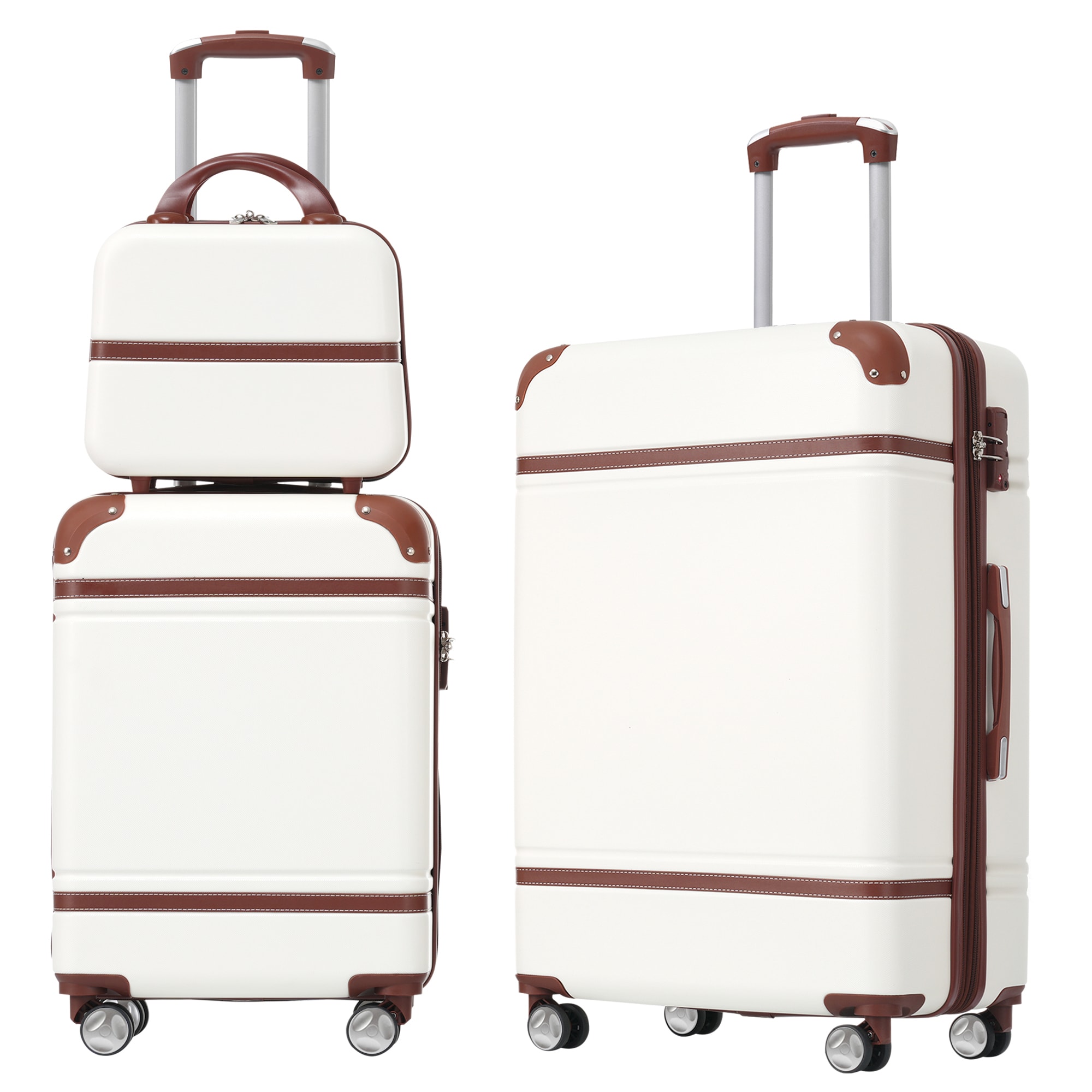 Flynama L-P171583K 17.7'' x 11.2'' x 26.4'' White Plastic Hardshell Suitcase set