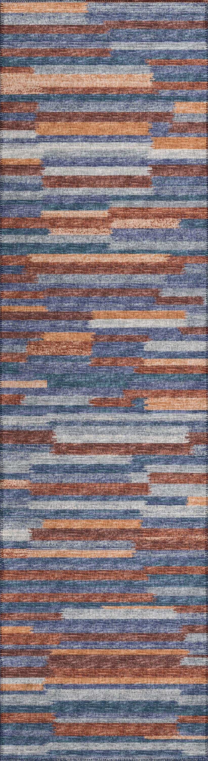 Addison Rugs AYU38LA2X8 Yuma 2 x 8 (ft) Chenille Landscape Rectangular Indoor/Outdoor Stripe Coastal Machine washable Runner rug