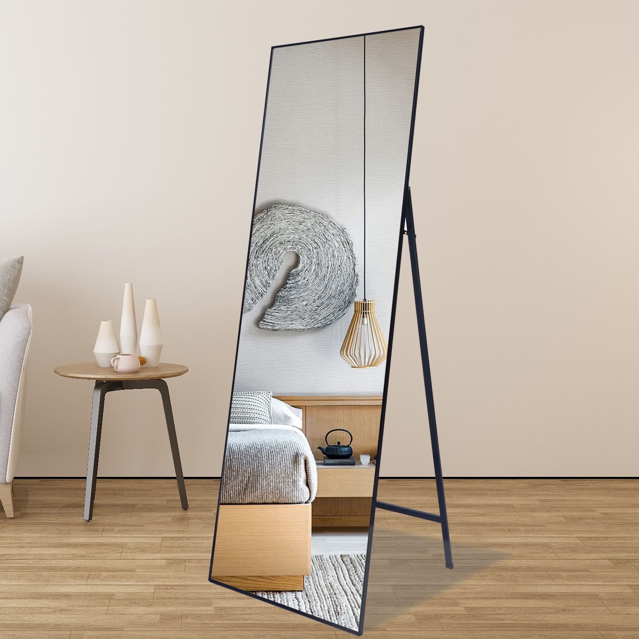 Nestfair SDK0044B 22-in W x 65.0-in H Rectangle Black Framed Floor Mirror